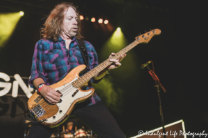 Foreigner bass player Jeff Pilson performing live in concert at Hartman Arena in Park City, KS on August 7, 2021.