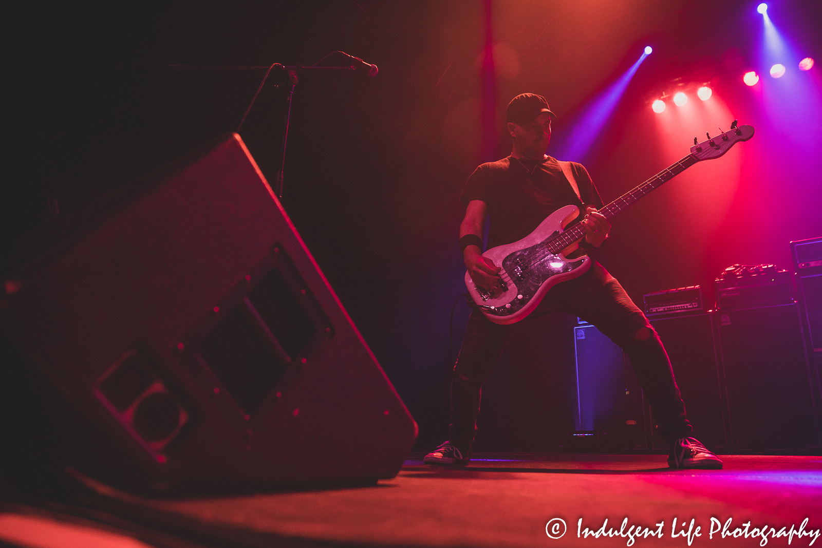 Bass guitar player filling in for Kelly Nickels at Ameristar Casino's Star Pavilion in Kansas City, MO on October 1, 2021.
