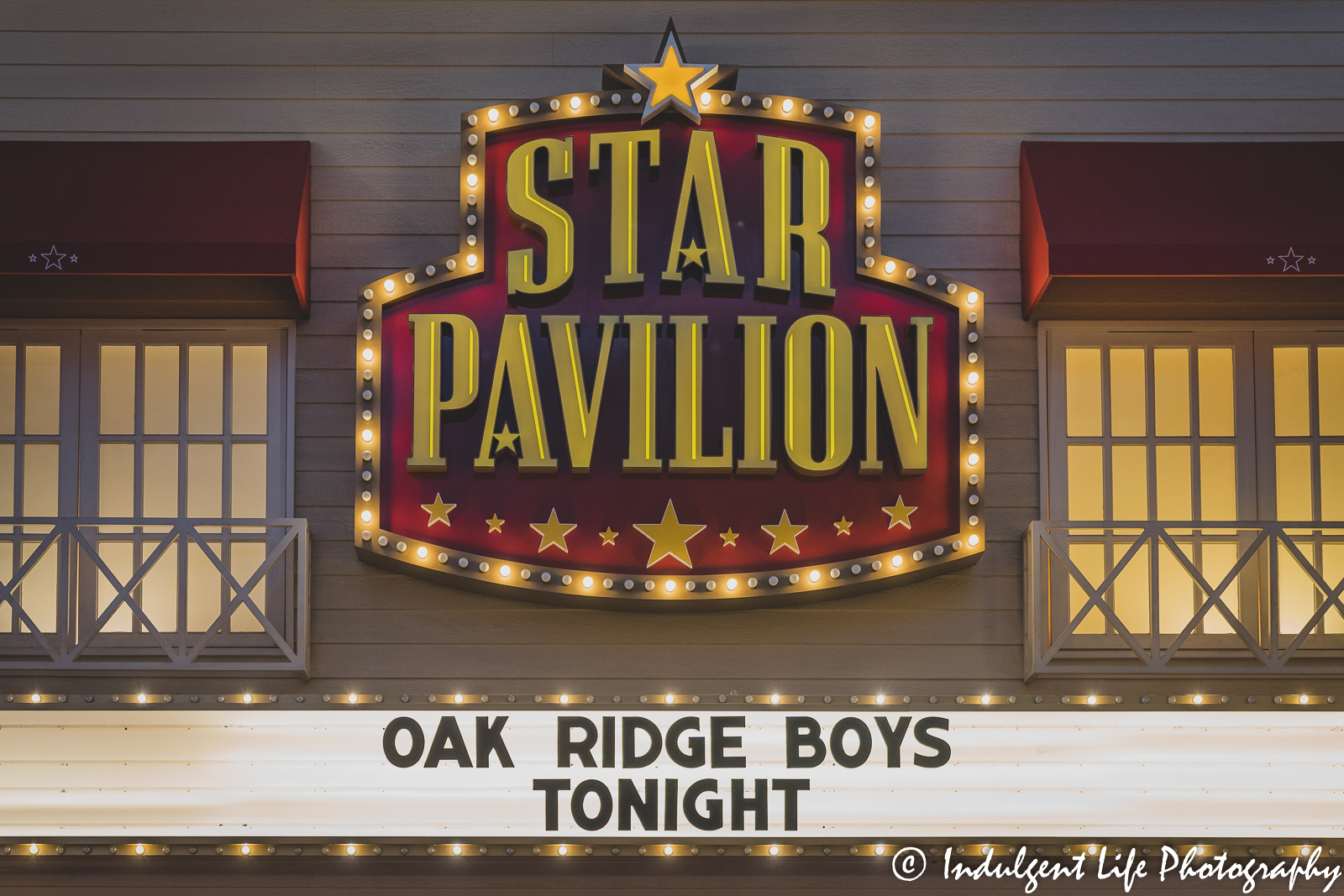 Star Pavilion marquee at Ameristar Casino in Kansas City, MO featuring The Oak Ridge Boys on September 24, 2021.