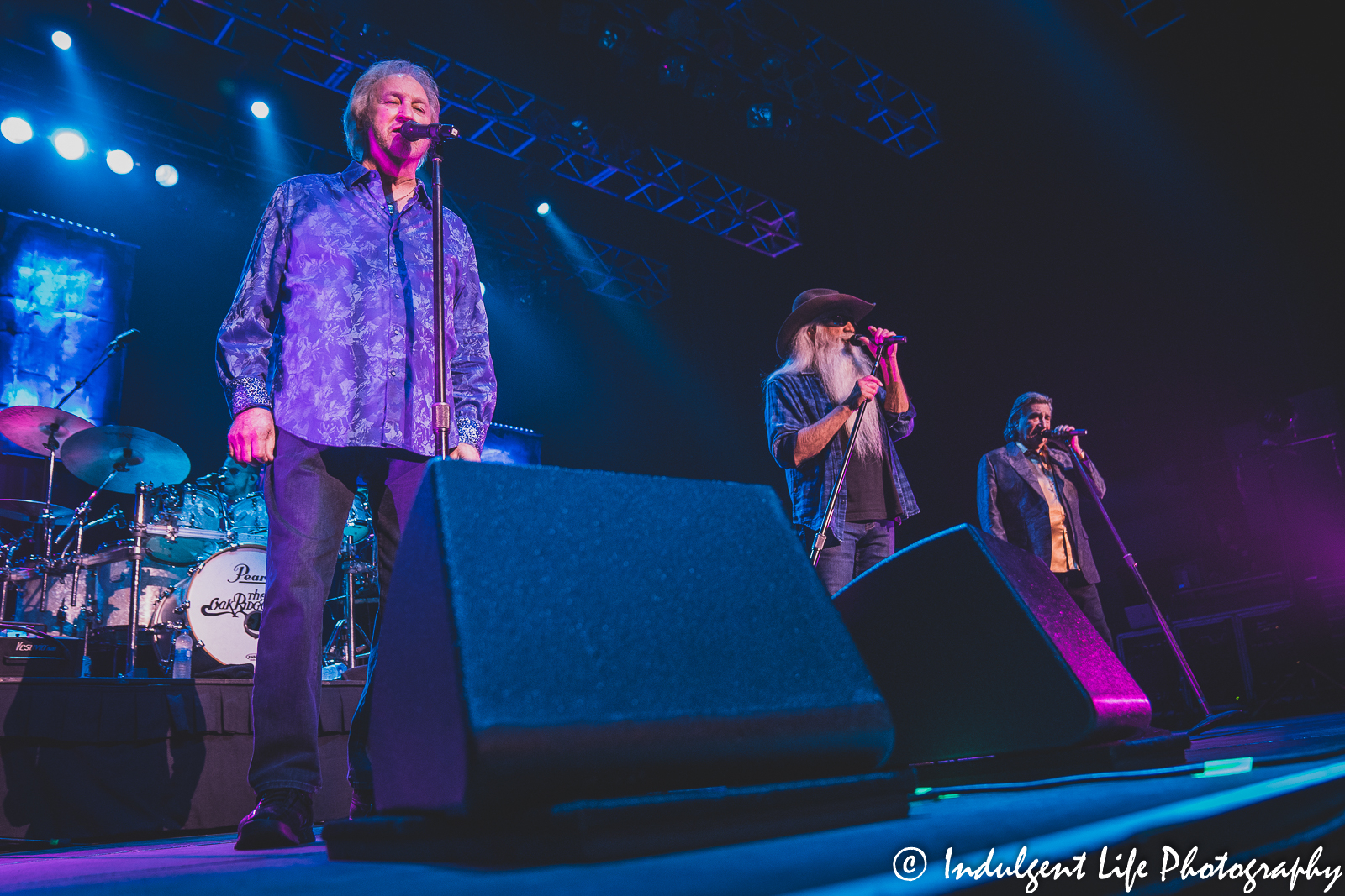 Duane Allen, William Lee Golden and Richard Sterban of The Oak Ridge Boys in concert together at Star Pavilion inside of Ameristar Casino Hotel Kansas City on September 24, 2021.