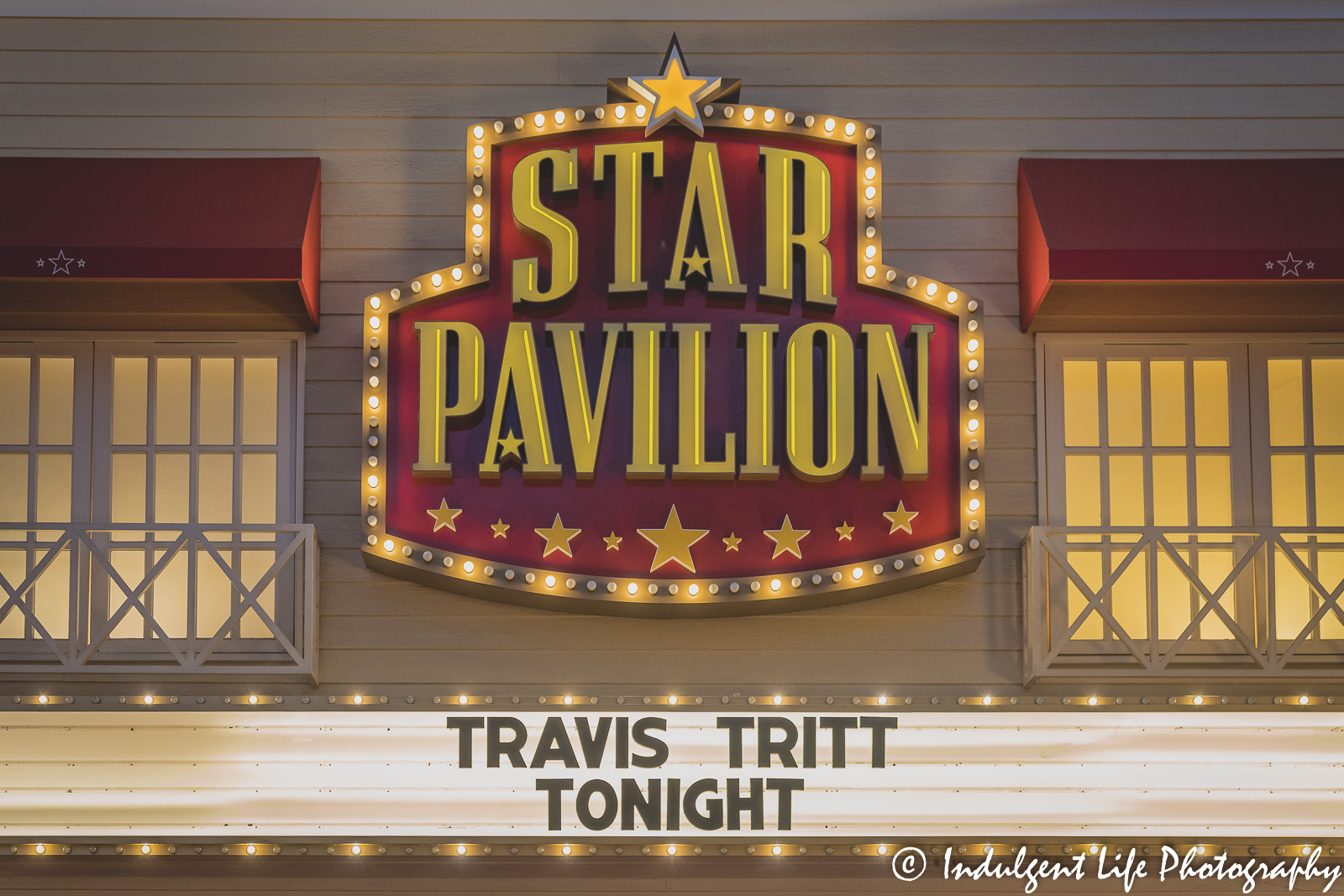 Star Pavilion marquee at Ameristar Casino in Kansas City, MO featuring Travis Tritt on December 3, 2021.