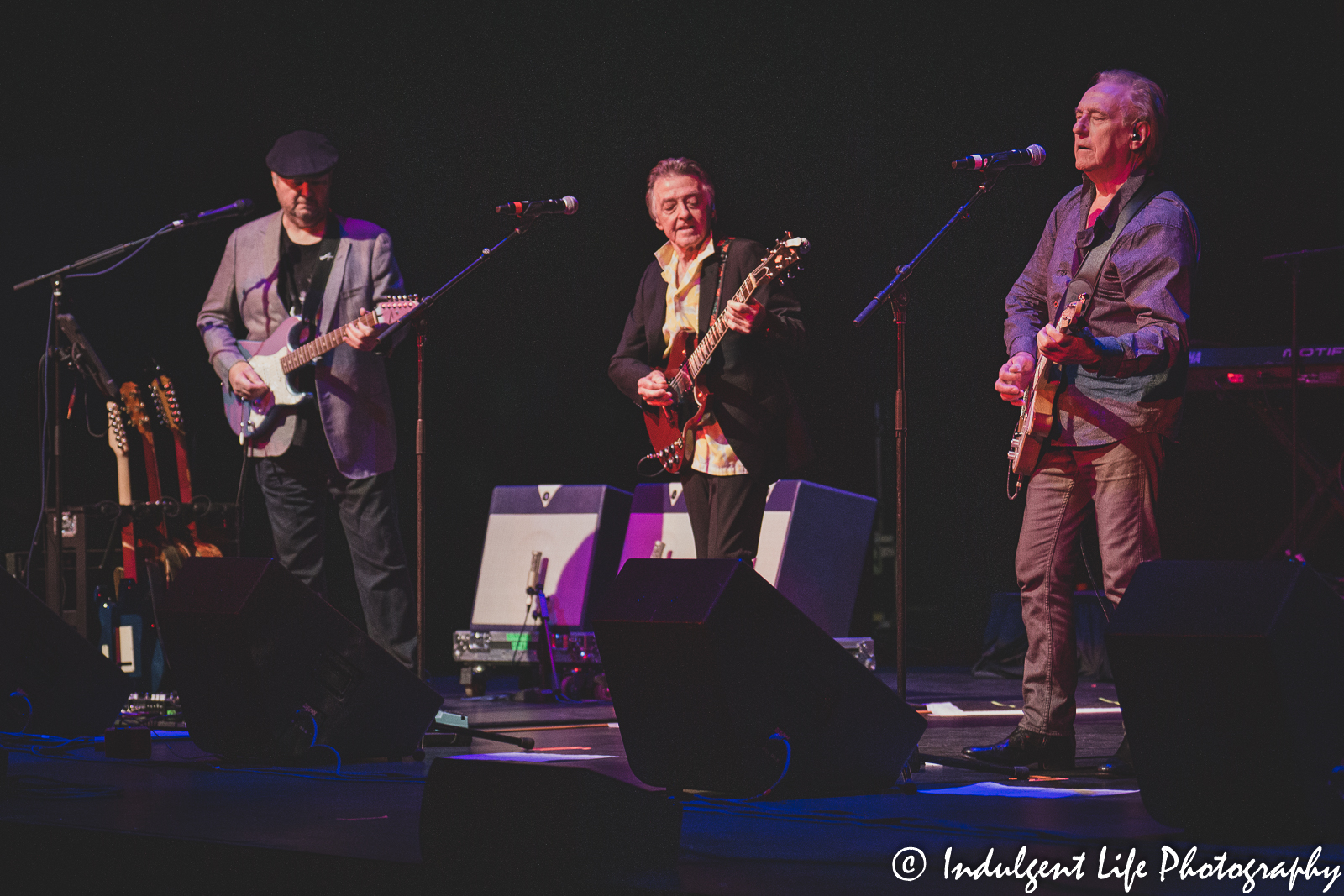 Denny Laine of The Moody Blues and Wings with Joey Molland of Badfinger and Christopher Cross performing live at Kauffman Center for the Performing Arts on March 27, 2022.