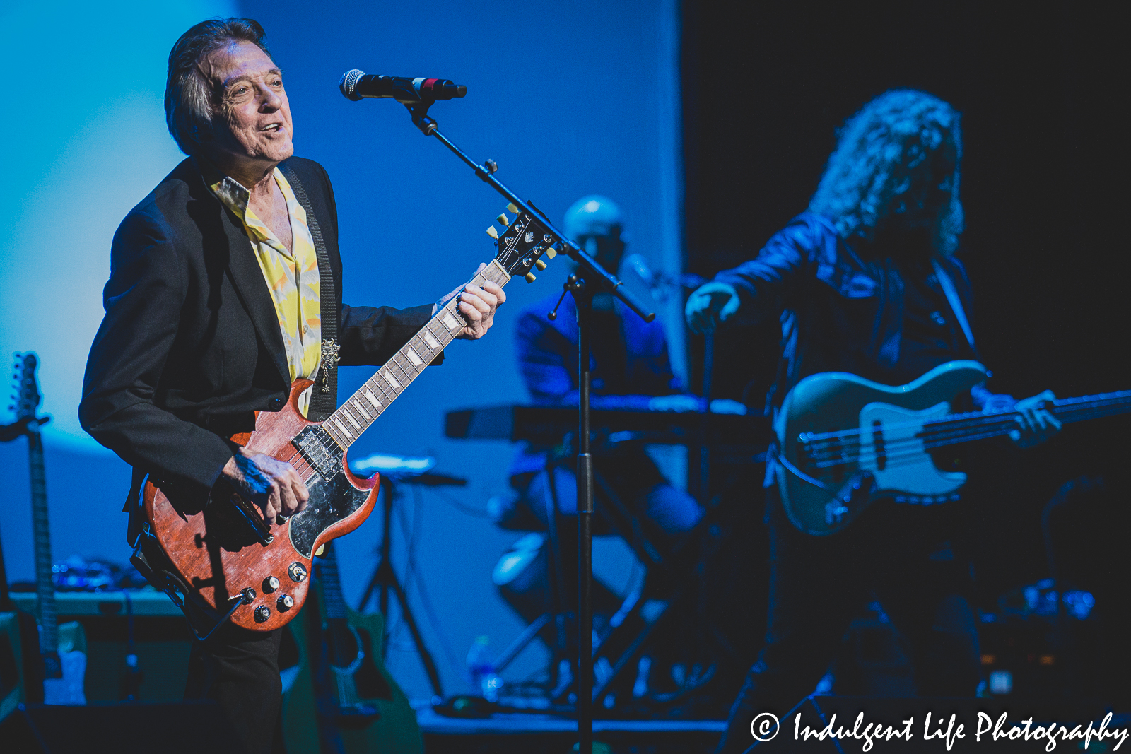 Denny Laine of The Moody Blues and Wings live in concert with Jason Scheff formerly of Chicago at Kauffman Center for the Performing Arts in Kansas City, MO on March 27, 2022.