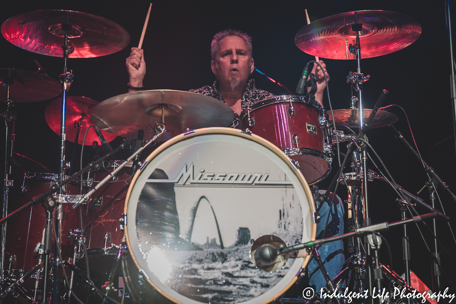 Missouri founding member and drummer Bill Larson live in concert at Ameristar Casino's Star Pavilion in Kansas City, MO on April 9, 2022.