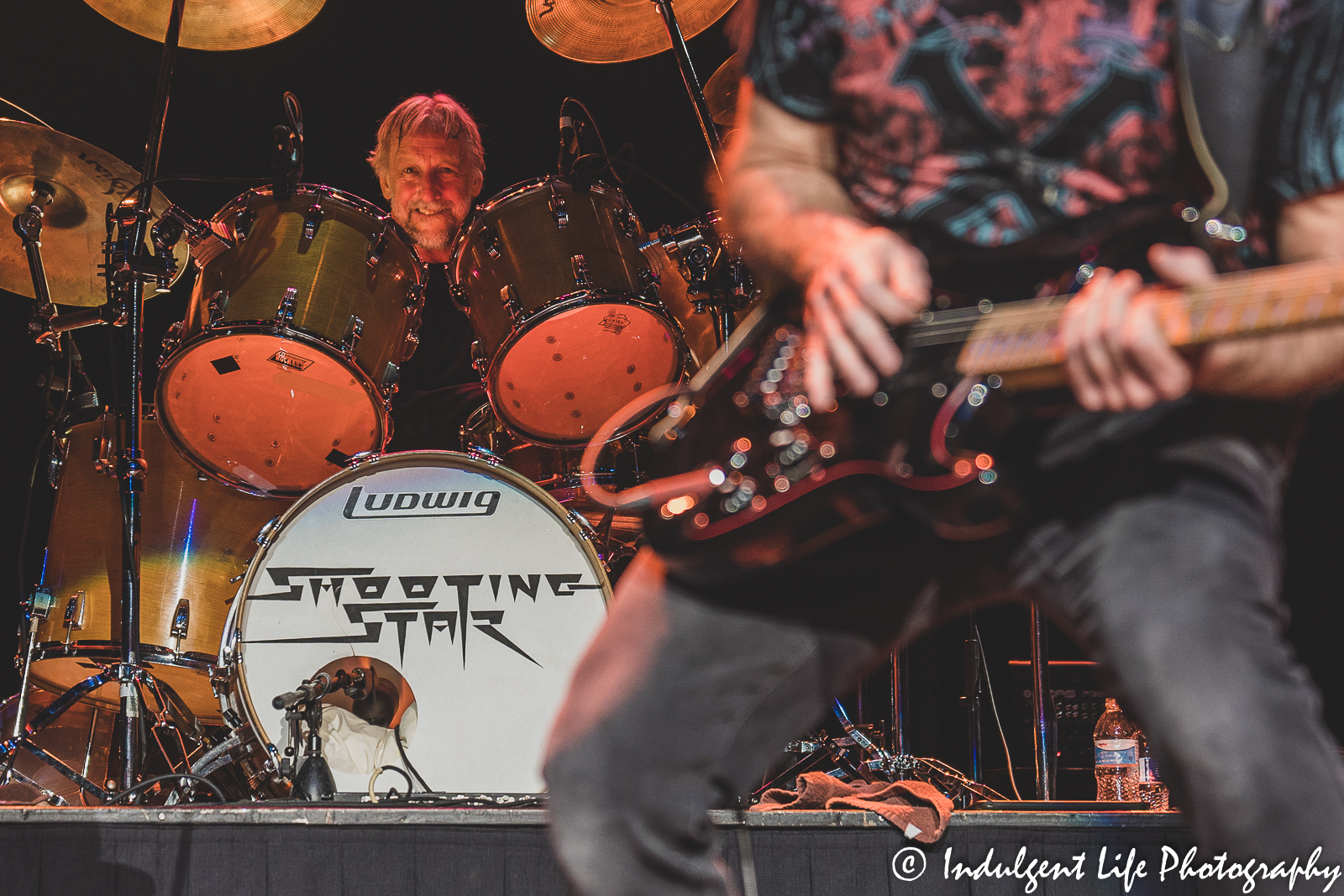 Founding member and drummer Steve Thomas of Shooting Star live in concert with guitarist Chet Galloway at Ameristar Casino in Kansas City, MO on April 9, 2022.