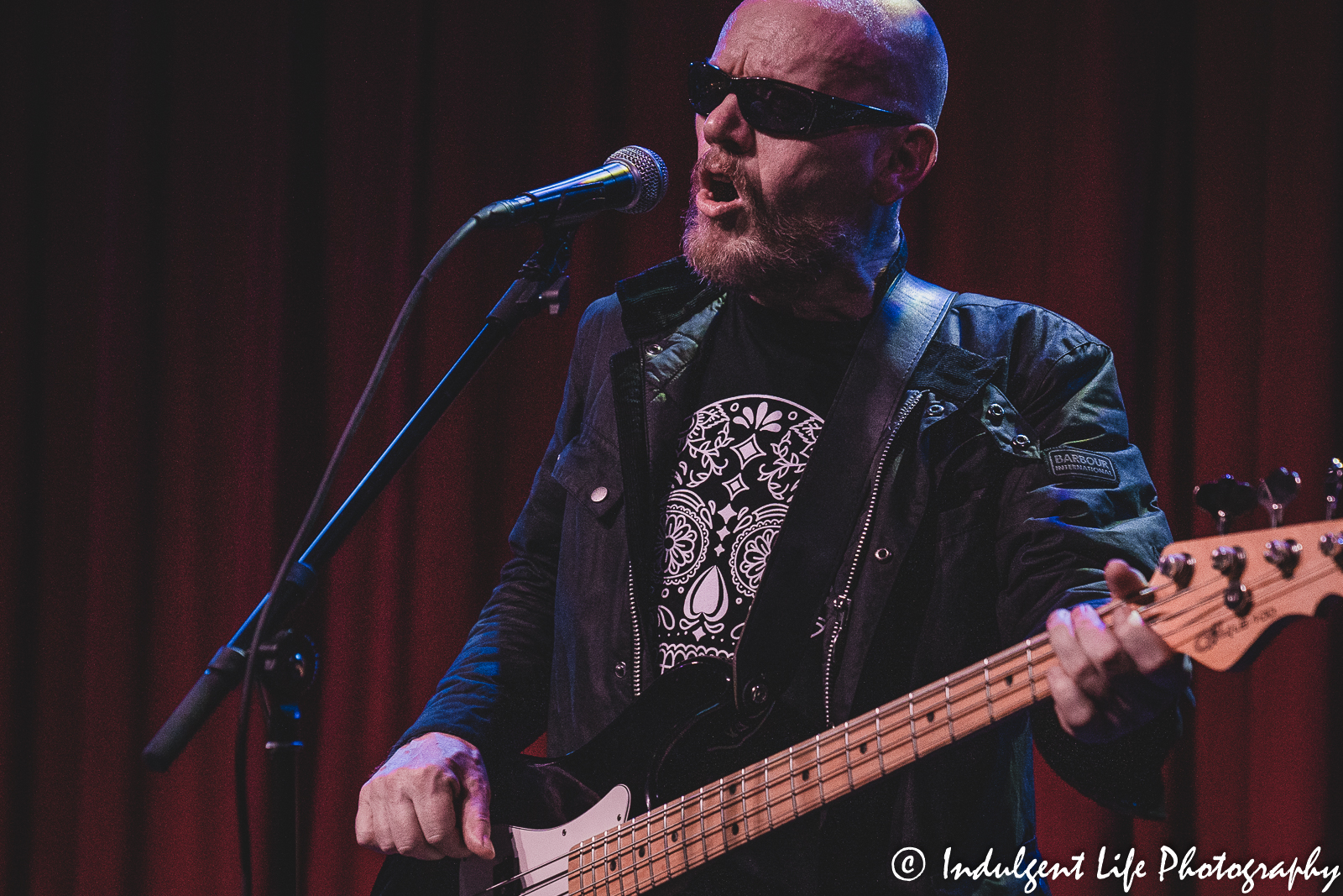 Bass player Peter Bugg Rizzo of Gene Loves Jezebel performing live at the recordBar in the Crossroads of Kansas City, MO on May 26, 2022.