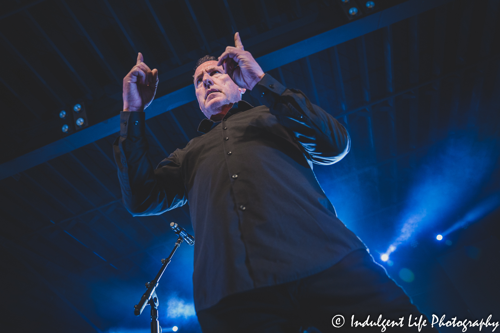 Frontman Andy McCluskey of Orchestral Manoeuvres in the Dark live in concert at The Truman in Kansas City, MO on May 8, 2022.