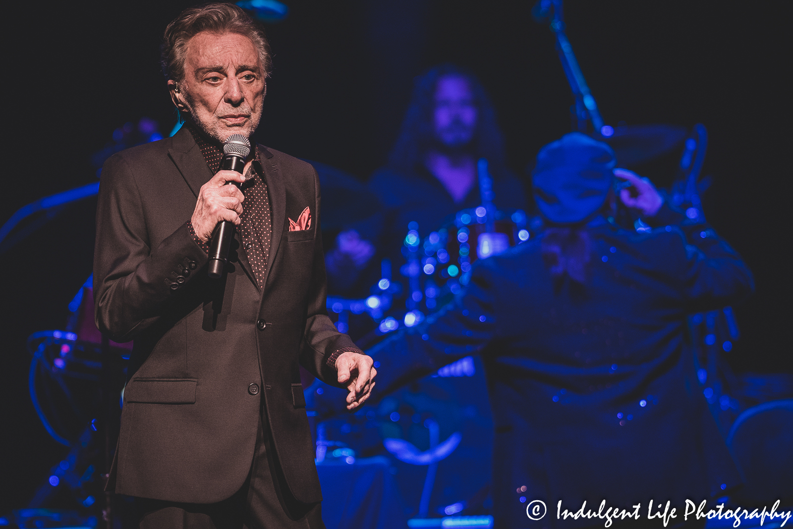 Frankie Valli performing live with music director Robby Robinson at Kauffman Center for the Performing Arts in downtown Kansas City, MO on June 4, 2022.