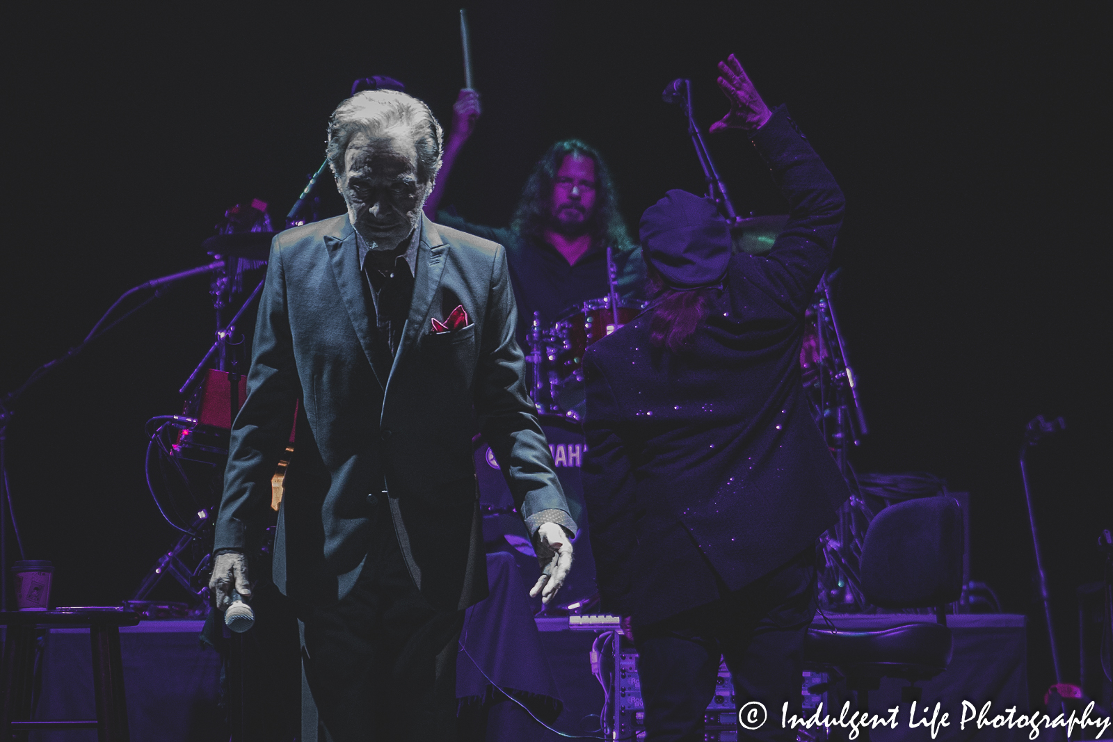 Frankie Valli performing live in concert with music director Robby Robinson at the Kauffman Center in downtown Kansas City, MO on June 4, 2022.