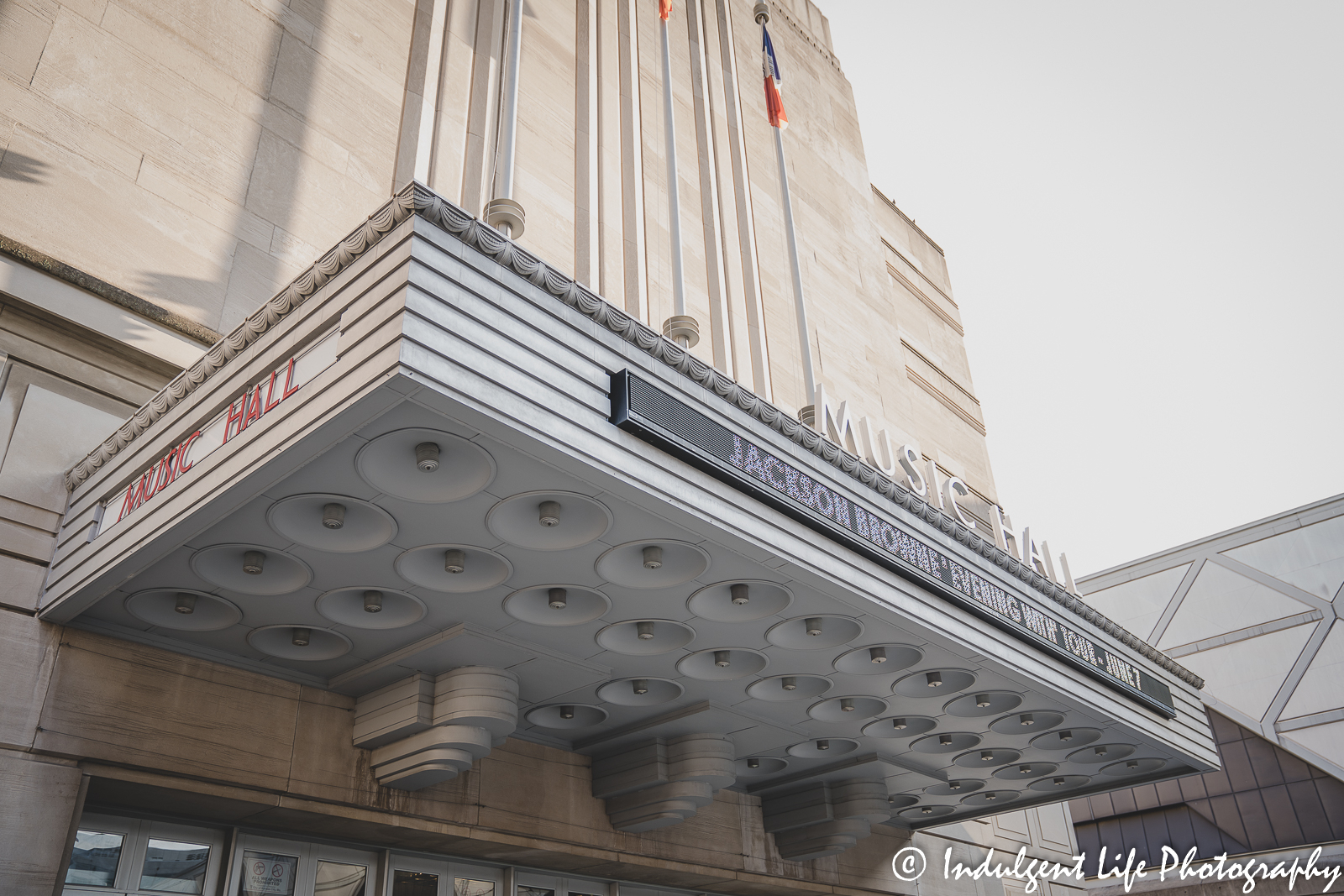Music Hall marquee in downtown Kansas City, MO featuring Jackson Browne on June 7, 2022.