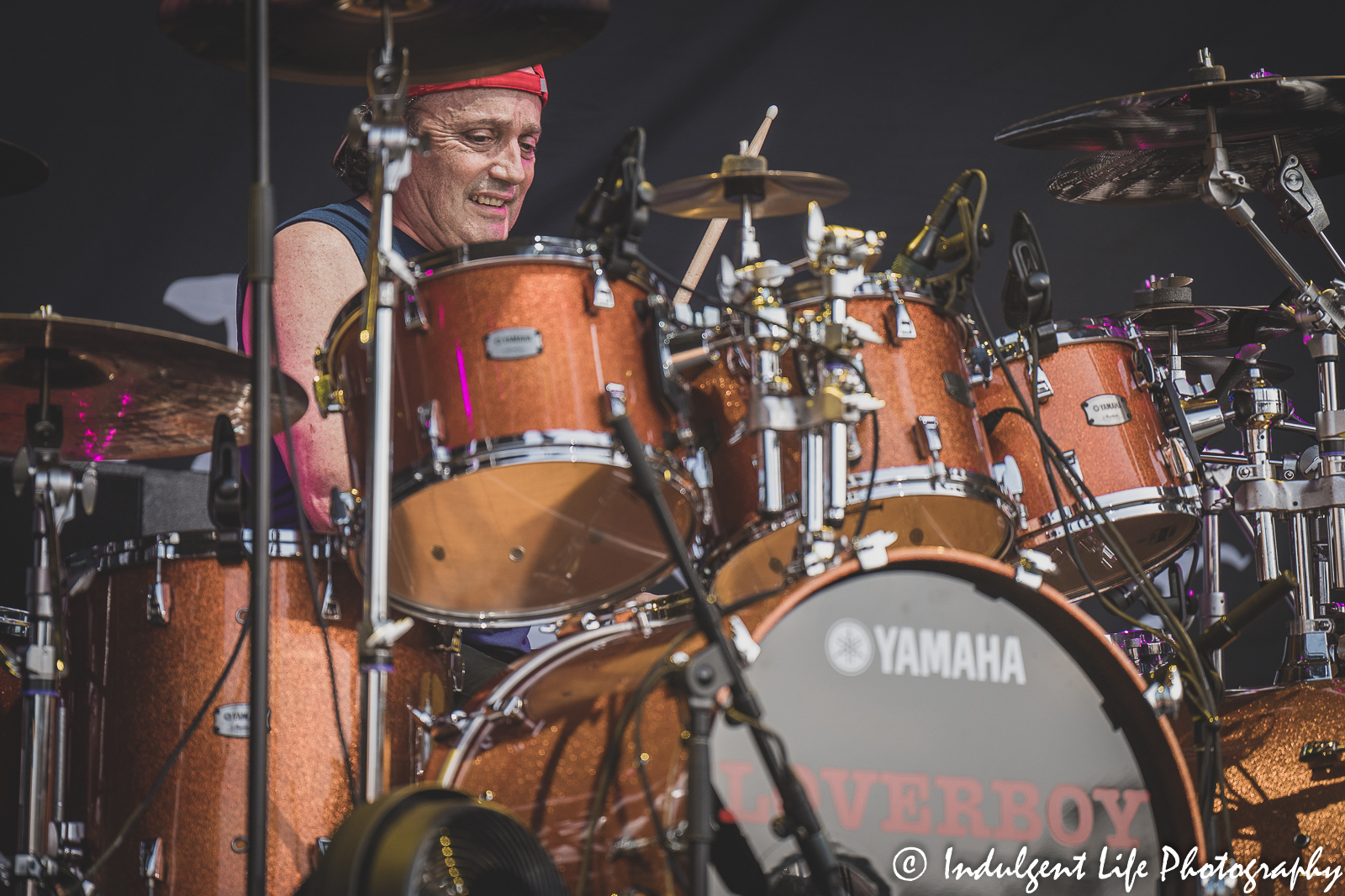 Loverboy drummer Matt Frenette playing live in concert at Starlight Theatre in Kansas City, MO on June 14, 2022.