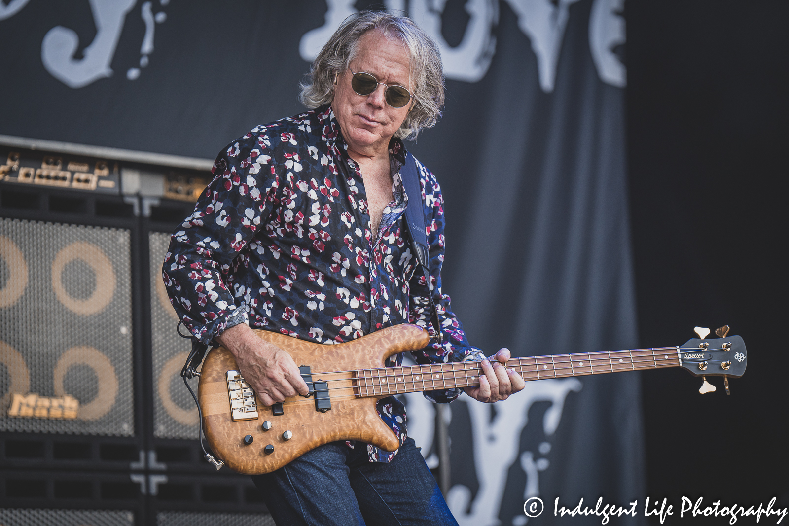 Bass guitar player Ken "Spider" Sinnaeve of Loverboy playing live at Starlight Theatre in Kansas City, MO on June 14, 2022.