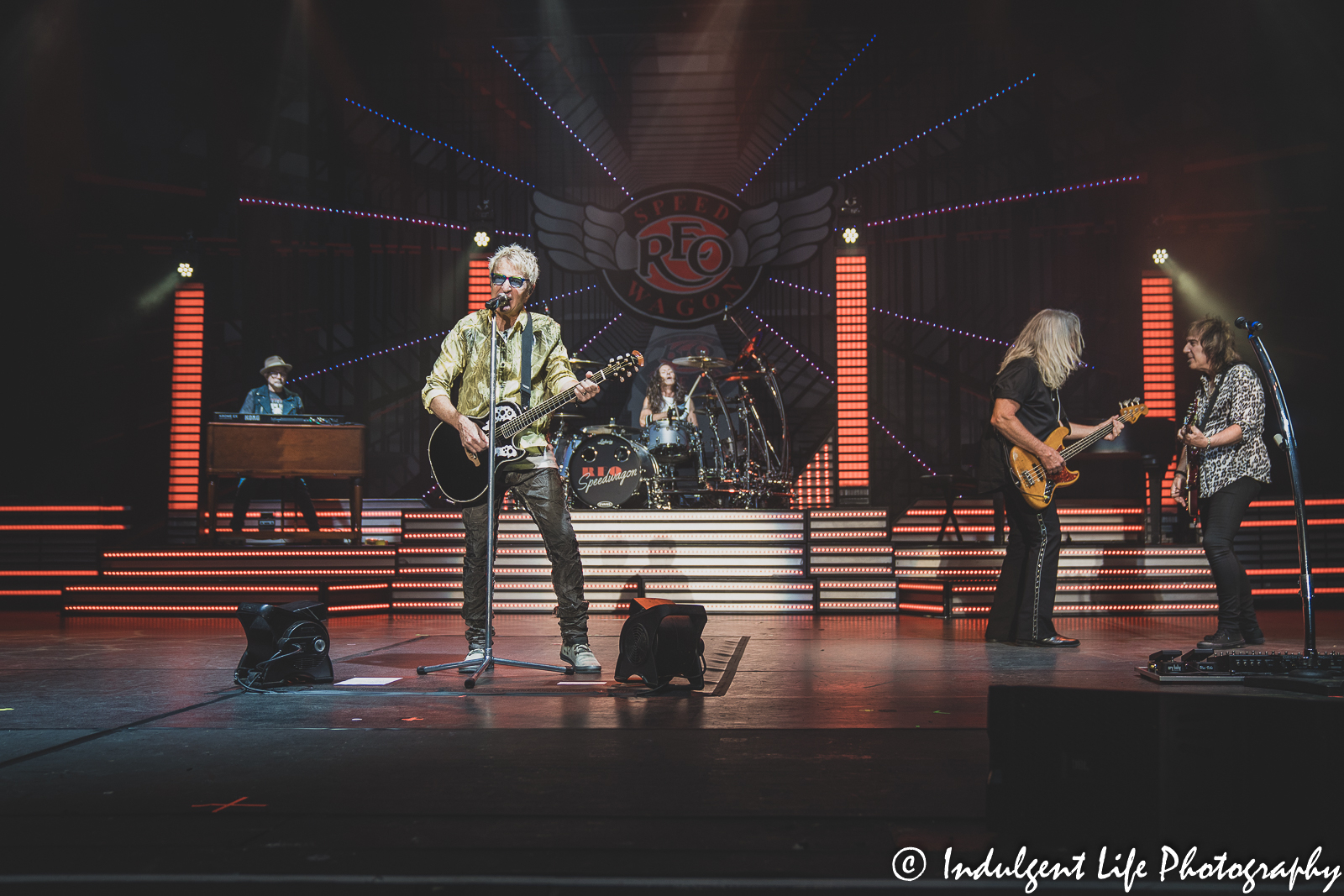 Rock band REO Speedwagon performing live in concert at Starlight Theatre in Kansas City, MO on June 14, 2022.