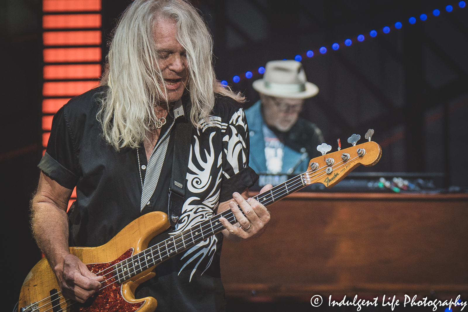Bass player Bruce Hall and keyboardist Neal Doughty live in concert together at Starlight Theatre in Kansas City, MO on June 14, 2022.