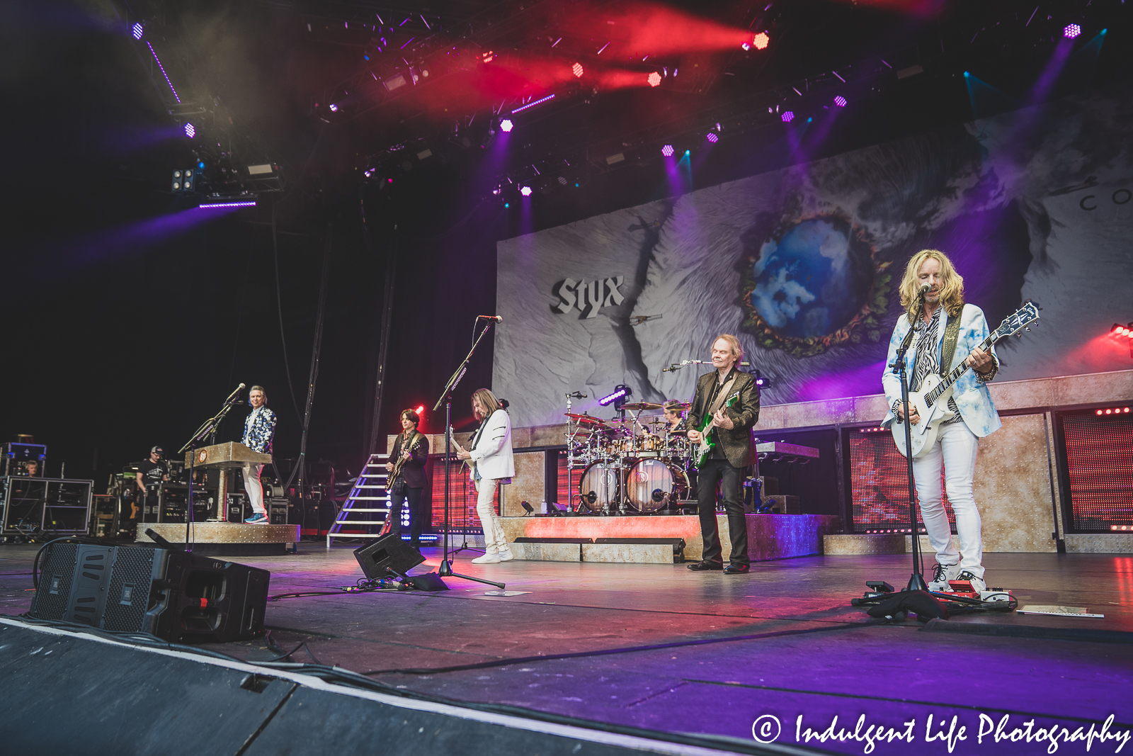 Progressive rock band Styx in concert on the "Live & UnZoomed" tour at Starlight Theatre in Kansas City, MO on June 14, 2022.
