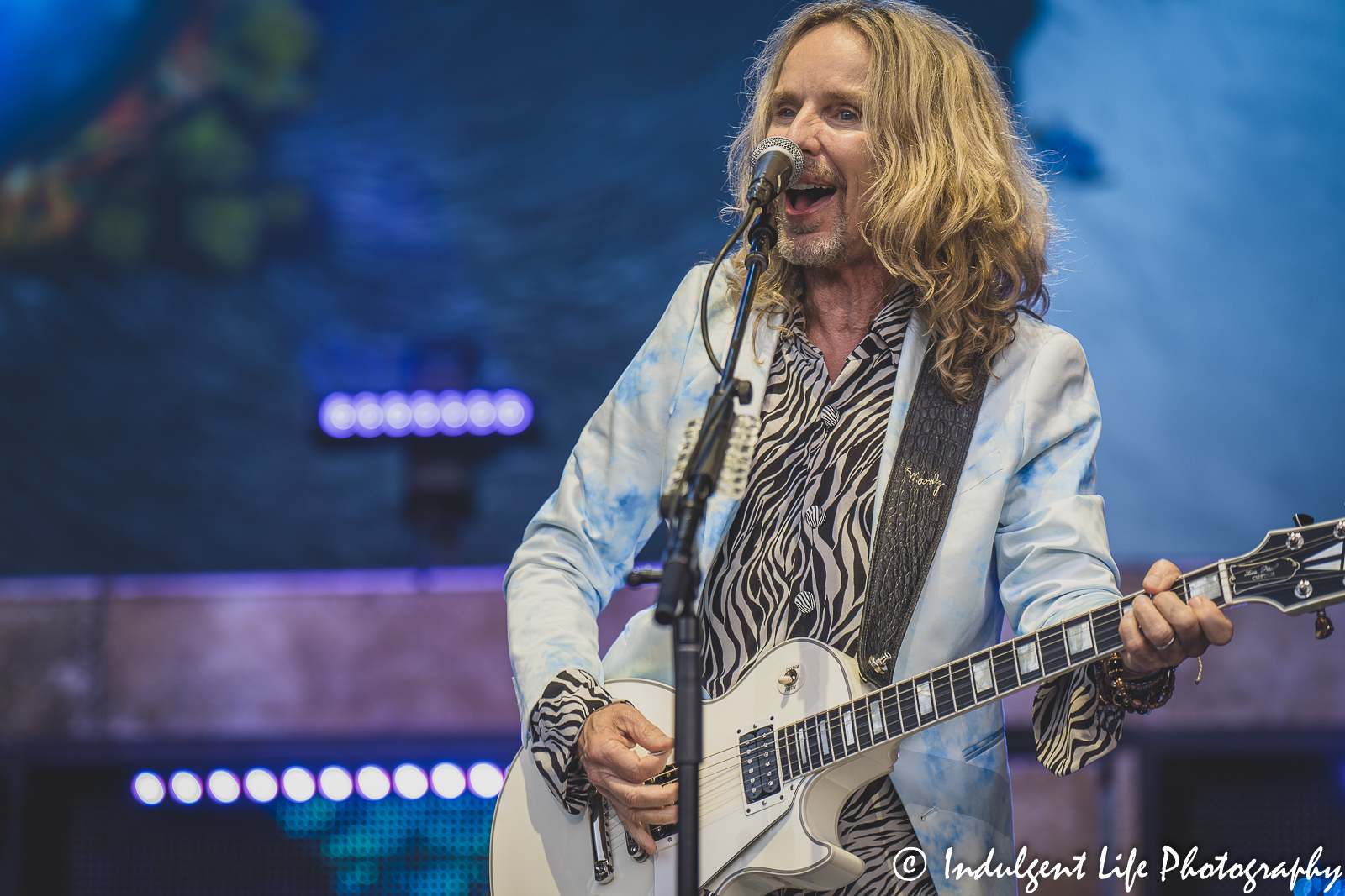 Styx frontman and guitarist Tommy Shaw performing live in concert at Starlight Theatre in Kansas City, MO on June 14, 2022.