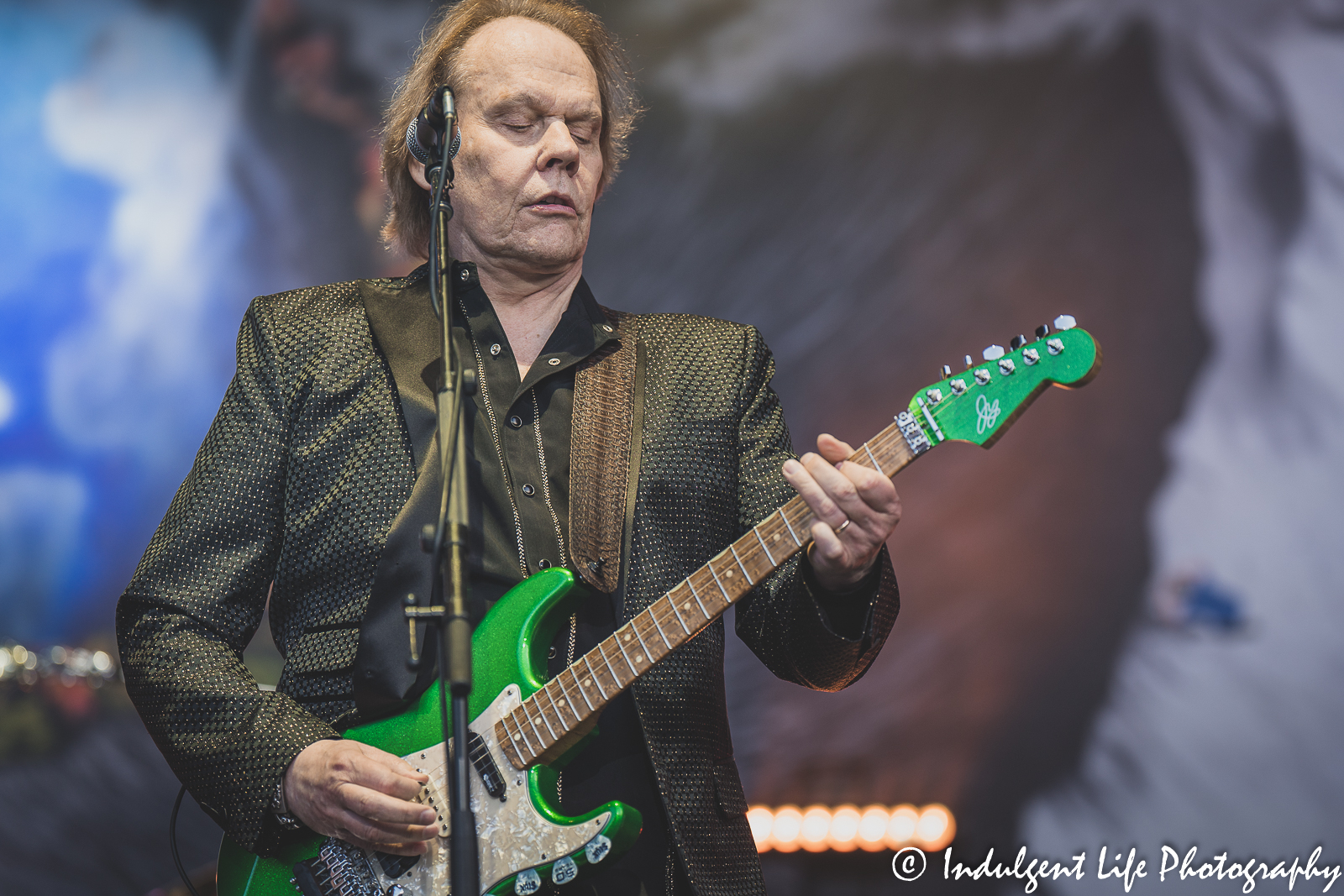 Styx frontman and guitarist James "J.Y." Young performing live in concert at Starlight Theatre in Kansas City, MO on June 14, 2022.
