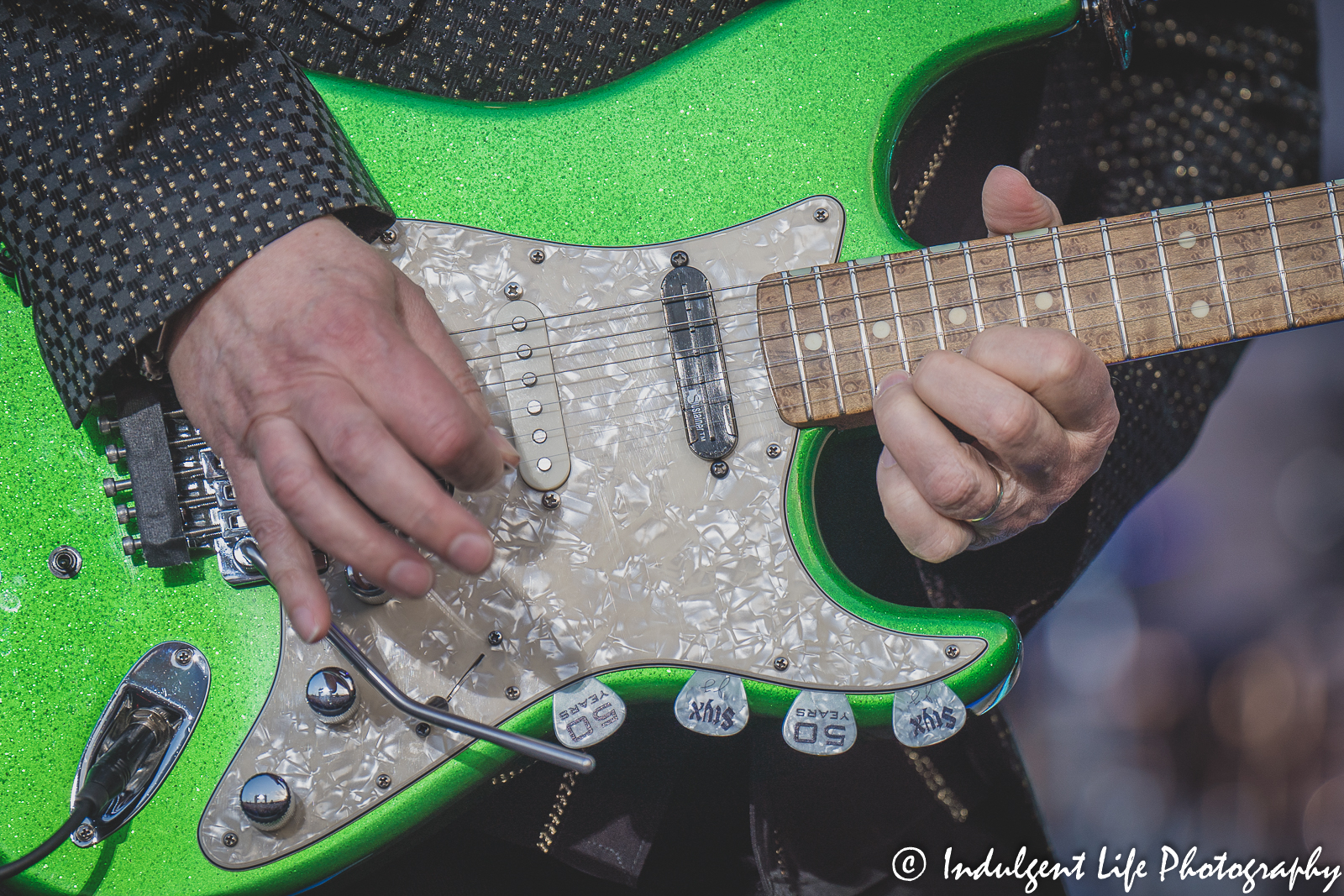 Guitar of Styx band member James "J.Y." Young as he performs live at Starlight Theatre in Kansas City, MO on Ju e 14, 2022.