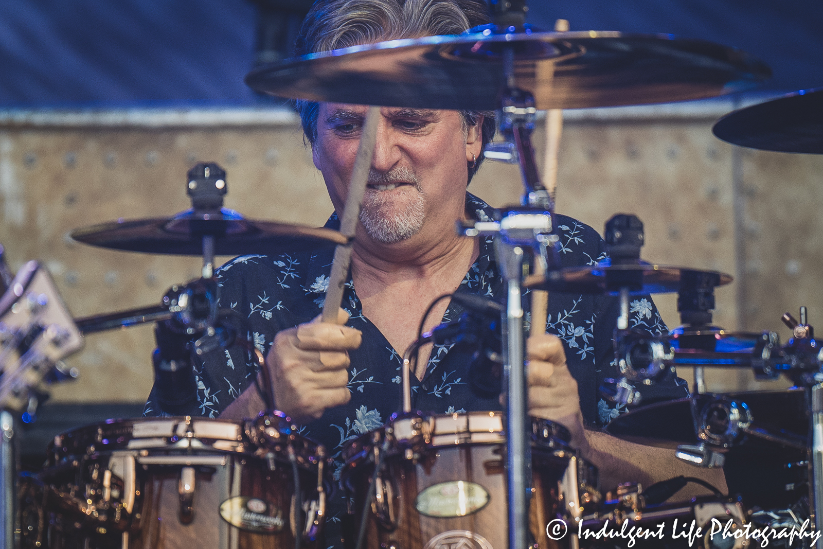 Styx drummer Todd Sucherman playing live in concert at Starlight Theatre in Kansas City, MO on June 14, 2022.