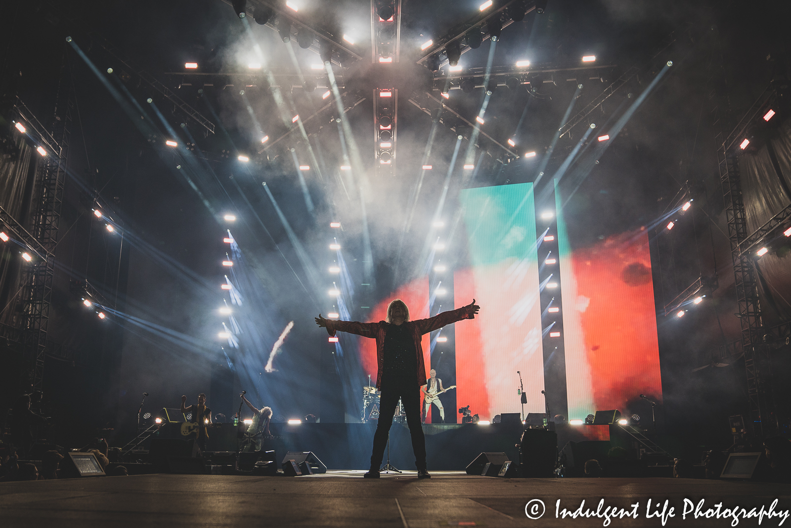 Live concert performance with Def Leppard during the stadium tour stop at Kauffman Stadium in Kansas City, MO on July 19, 2022.