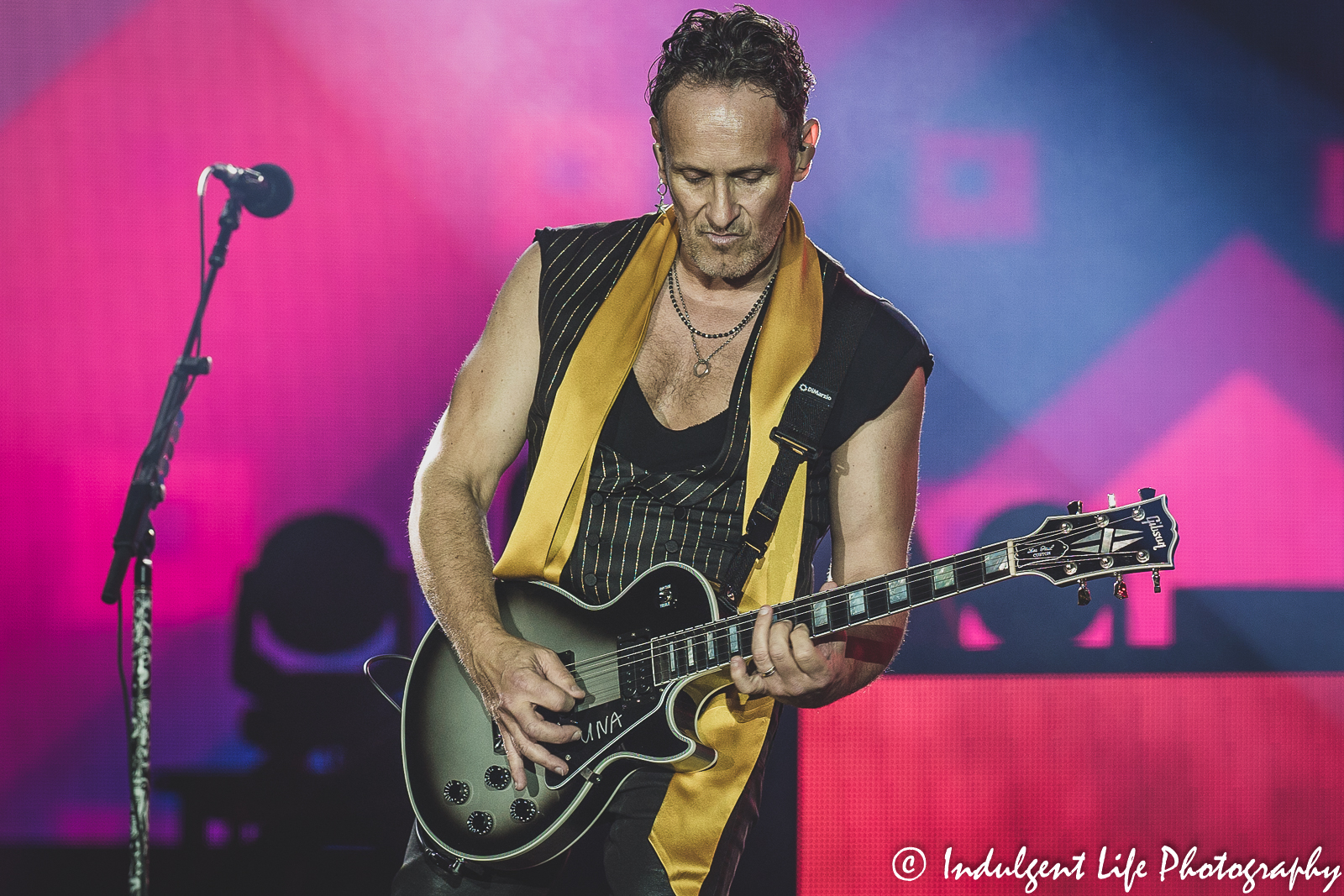 Guitarist Vivian Campbell of Def Leppard performing live during the band's stadium tour concert at Kauffman Stadium in Kansas City, MO on July 19, 2022.