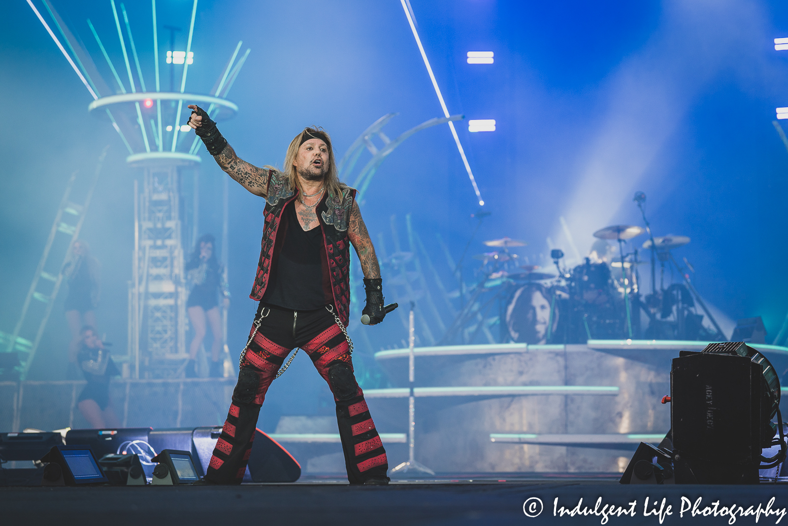 Lead singer Vince Neil of Mötley Crüe in concert at Kauffman Stadium in Kansas City, MO on July 19, 2022.