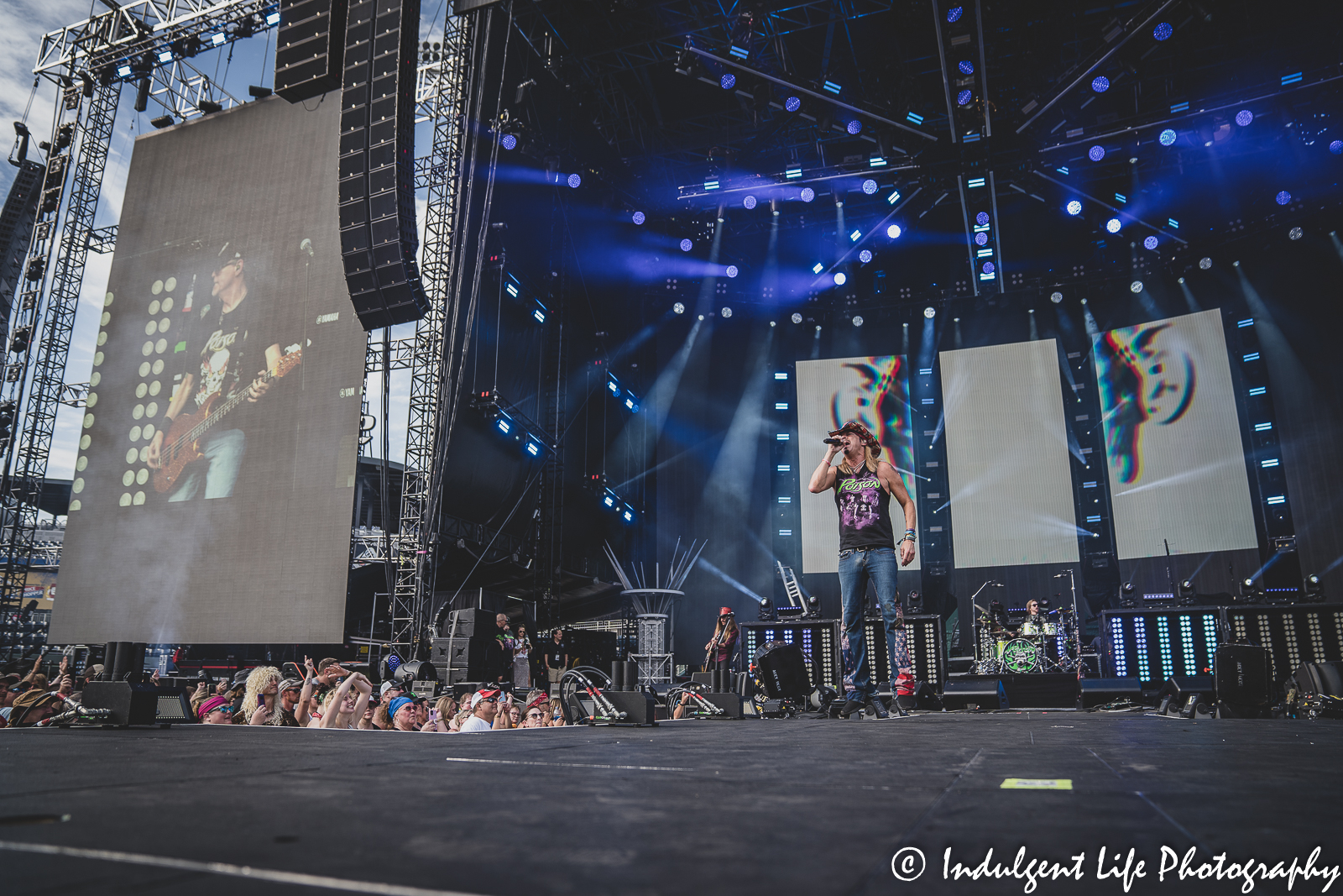 Poison performing "Ride the Wind" live in concert at Kauffman Stadium in Kansas City, MO on July 19, 2022.