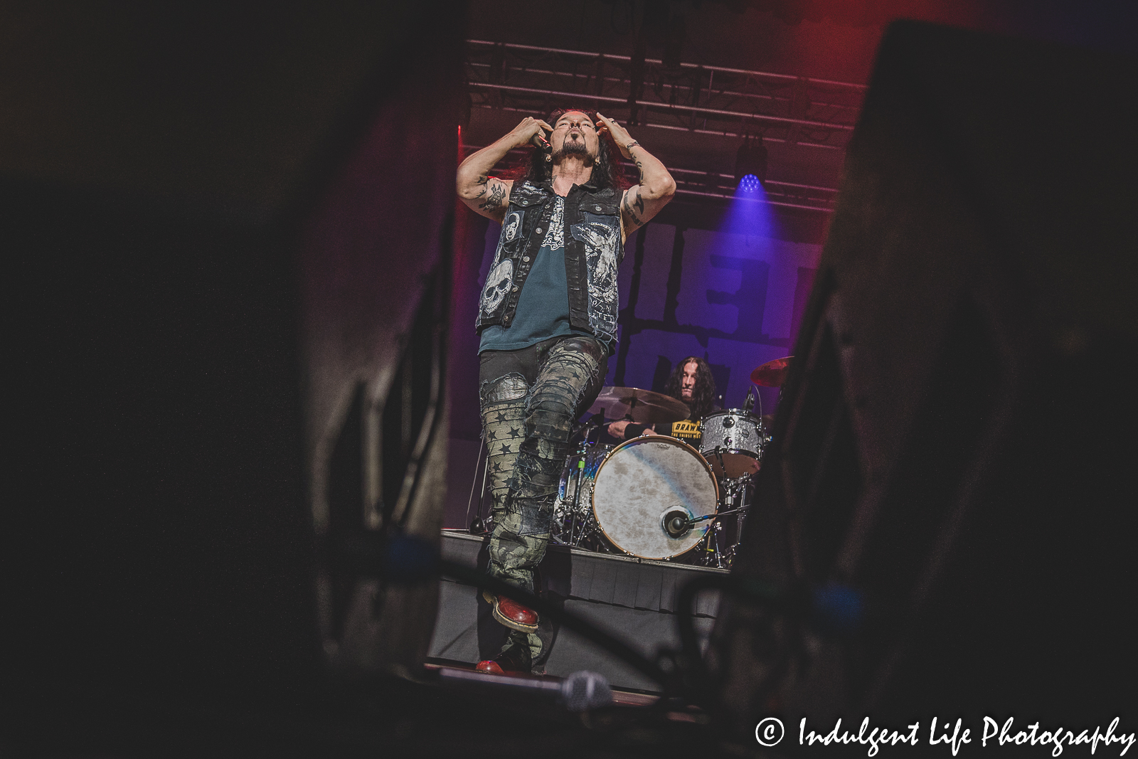 Lead singer Jizzy Pearl and drummer Johnny Kelly of Quiet Riot performing together at Ameristar Casino in Kansas City, MO on July 29, 2022.