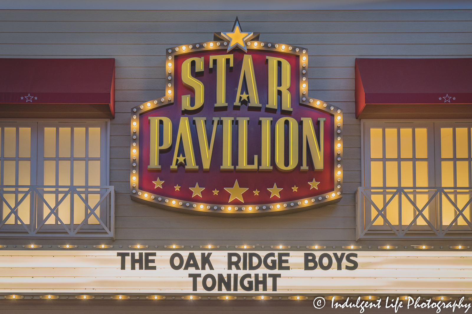 Star Pavilion marquee at Ameristar Casino in Kansas City, MO featuring The Oak Ridge Boys on July 15, 2022.