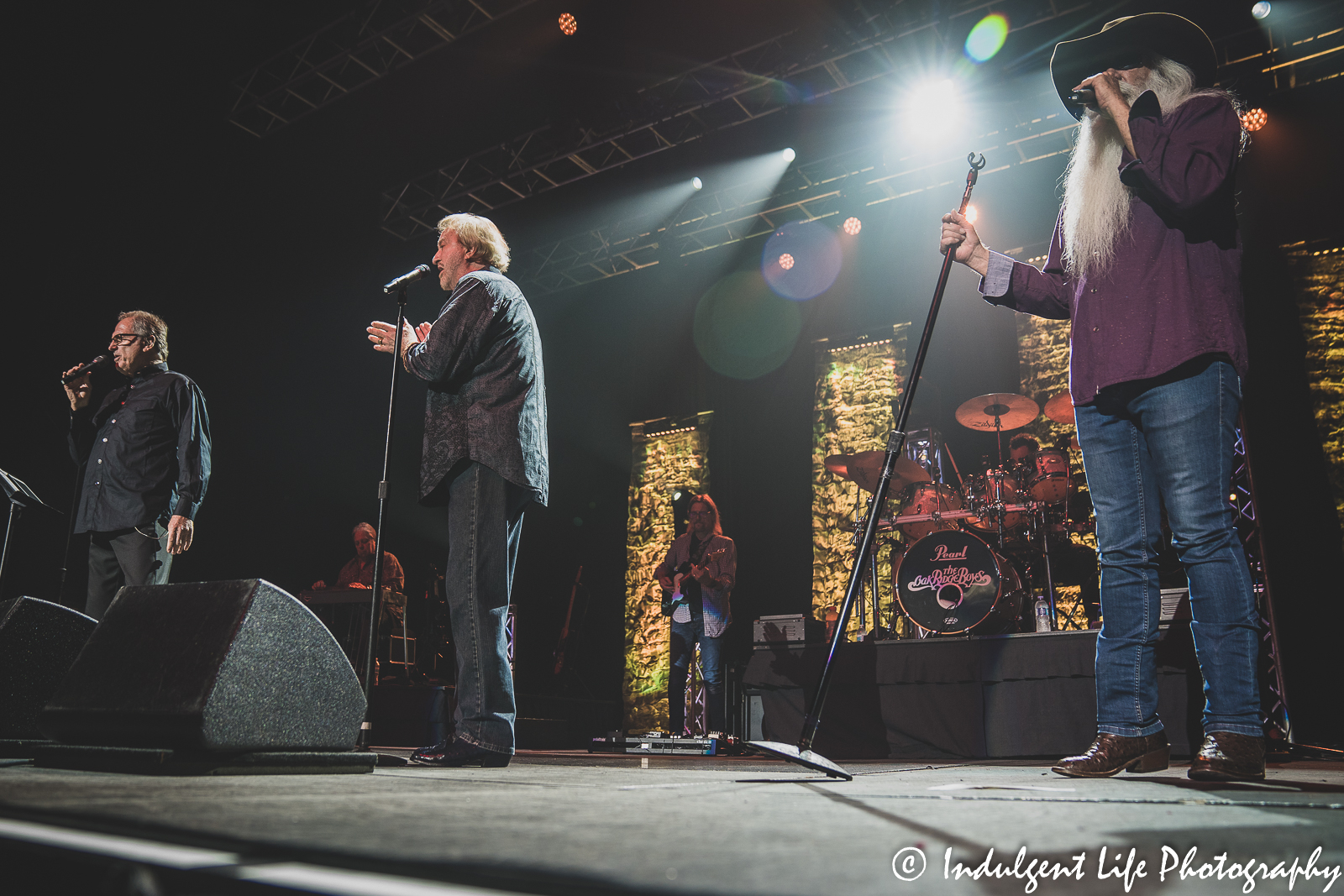 The Oak Ridge Boys members Duane Allen and William Lee Golden live in concert with Rudy Gatlin at Ameristar Casino in Kansas City, MO on July 15, 2022.