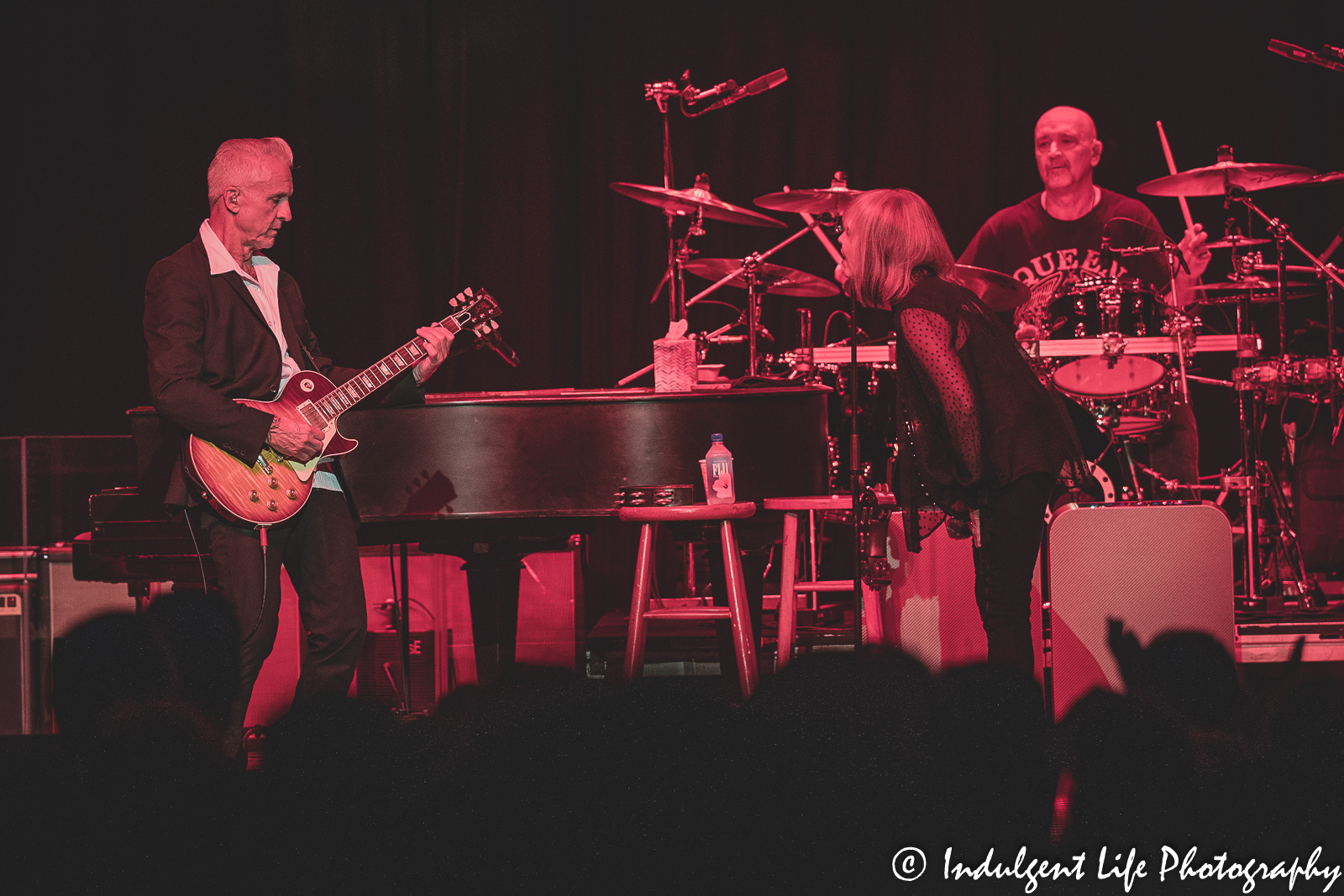 Wife and husband duo Pat Benatar & Neil Giraldo live in concert with drummer Chris Ralles at Uptown Theater in Kansas City, MO on August 2, 2022.
