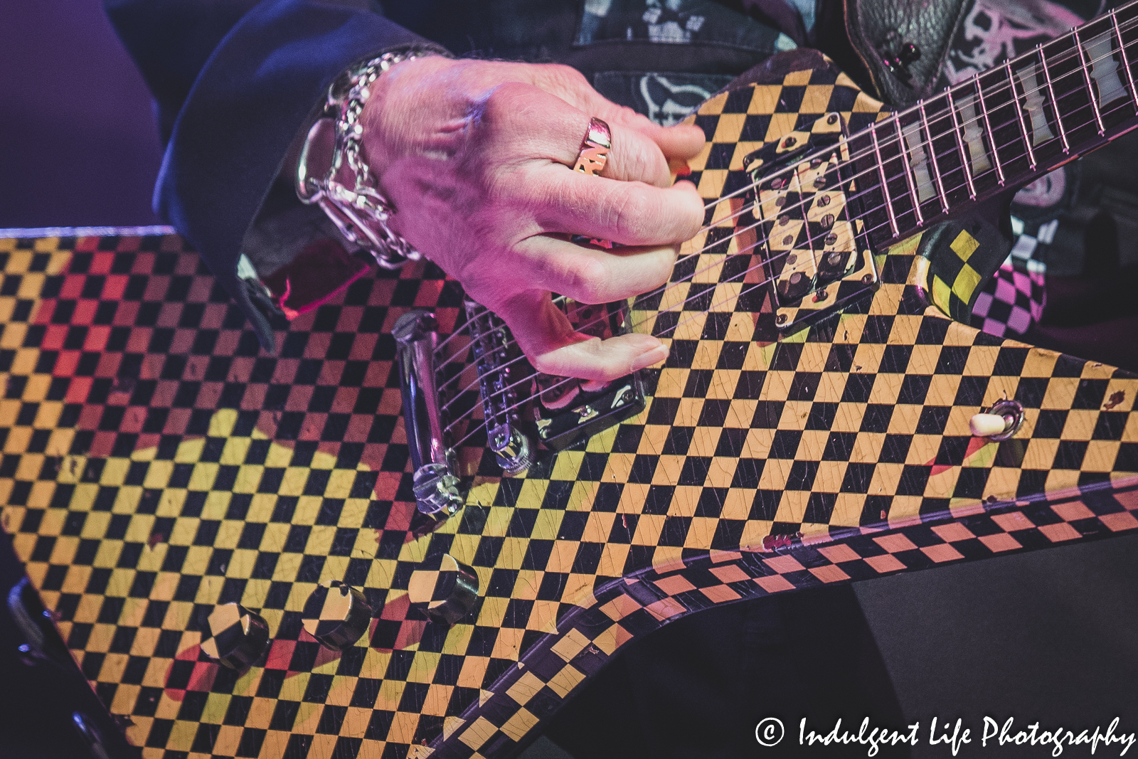 Guitar of Cheap Trick founding member Rick Nielsen as he performed live in concert at Uptown Theater in Kansas City, MO on September 13, 2022.