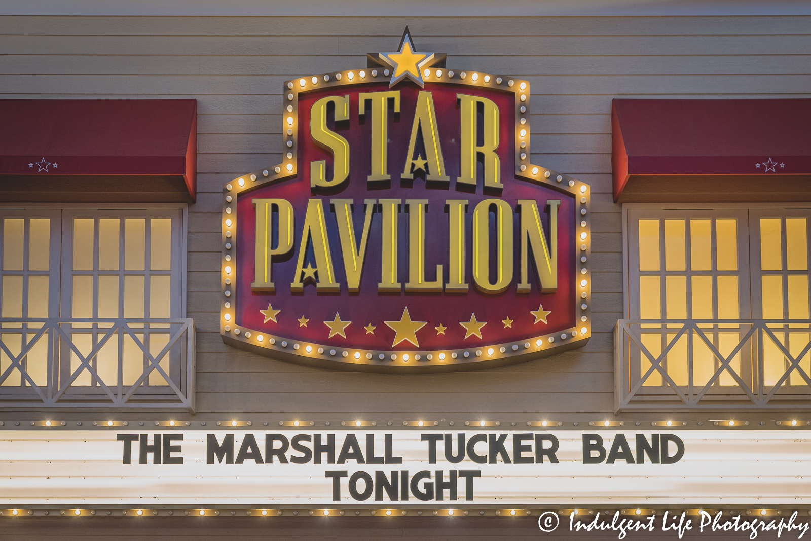 Star Pavilion marquee at Ameristar Casino in Kansas City, MO featuring The Marshall Tucker Band on October 28, 2022.