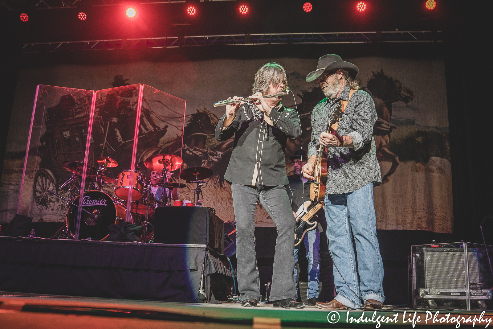 Marcus James Henderson, Rick Willis, Tony Black and B.B. Borden of The Marshall Tucker Band performing live in concert at Ameristar Casino in Kansas City, MO on October 28, 2022.