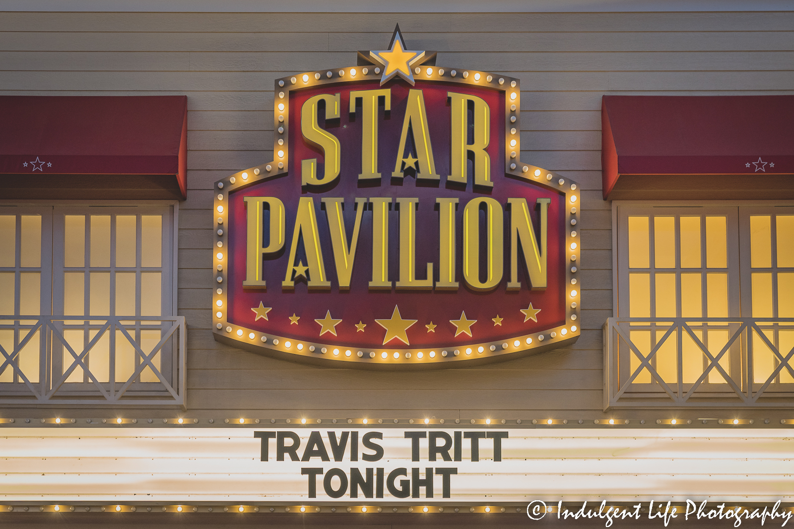 Star Pavilion marquee at Ameristar Casino in Kansas City, MO featuring Travis Tritt on December 10, 2022.