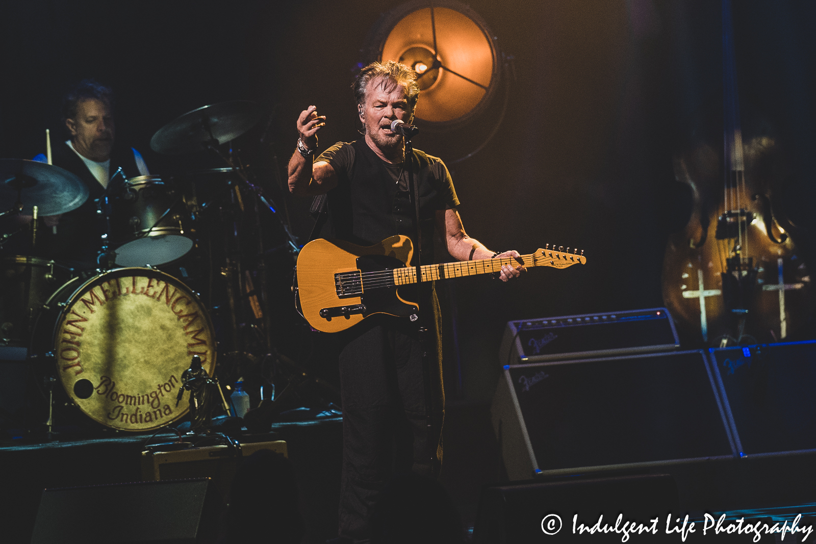 John Mellencamp performing "Minutes to Memories" with drummer Dane Clark at The Midland Theatre in downtown Kansas City, MO on April 4, 2023.