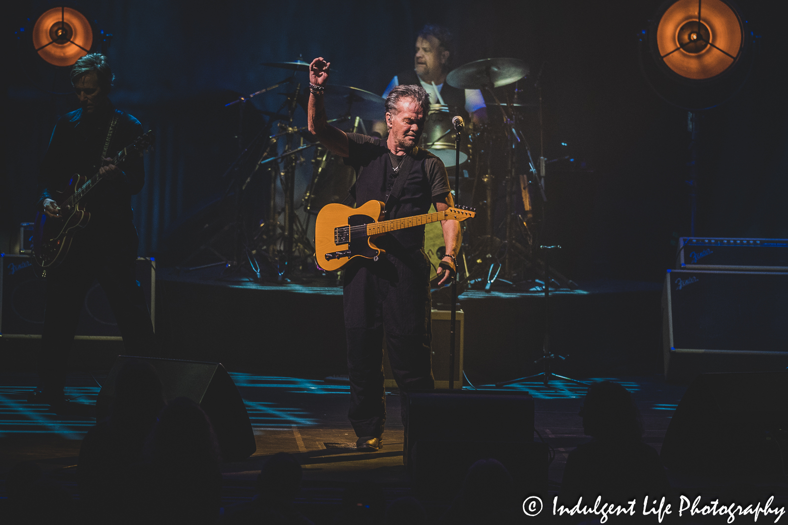 John Mellencamp with guitarist Andy York and drummer Dane Clark performing "Minutes to Memories" at The Midland Theatre in downtown Kansas City, MO on April 4, 2023.