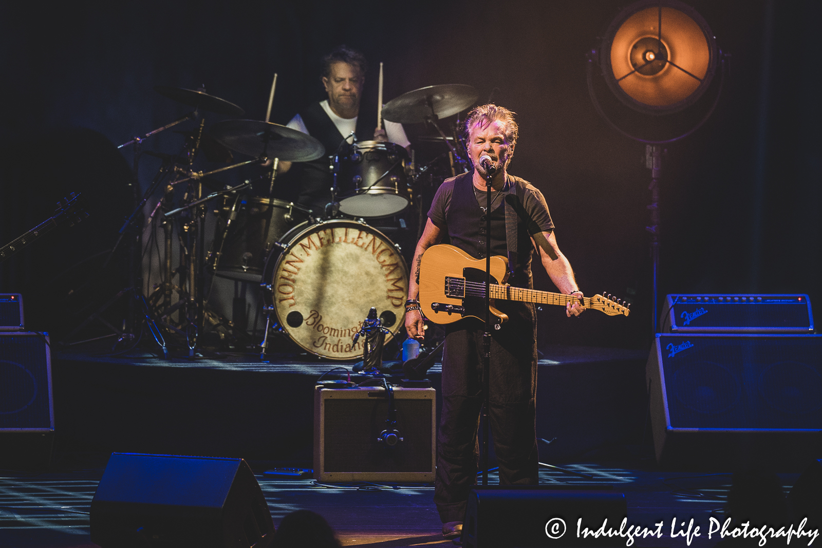 John Mellencamp performing with drummer Dane Clark at The Midland Theatre in downtown Kansas City, MO on April 4, 2023.