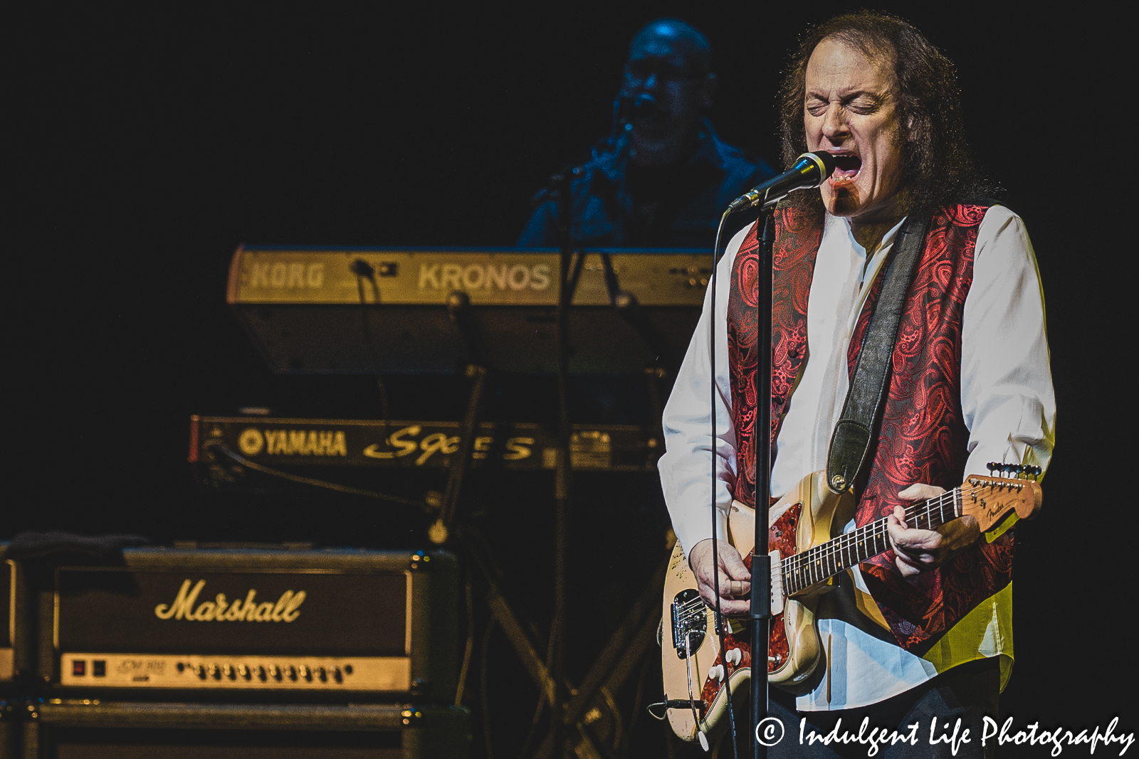 Tommy James performing "Tighter, Tighter" during a live concert performance at Kauffman Center's Muriel Kauffman Theatre in Kansas City, MO on April 1, 2023.