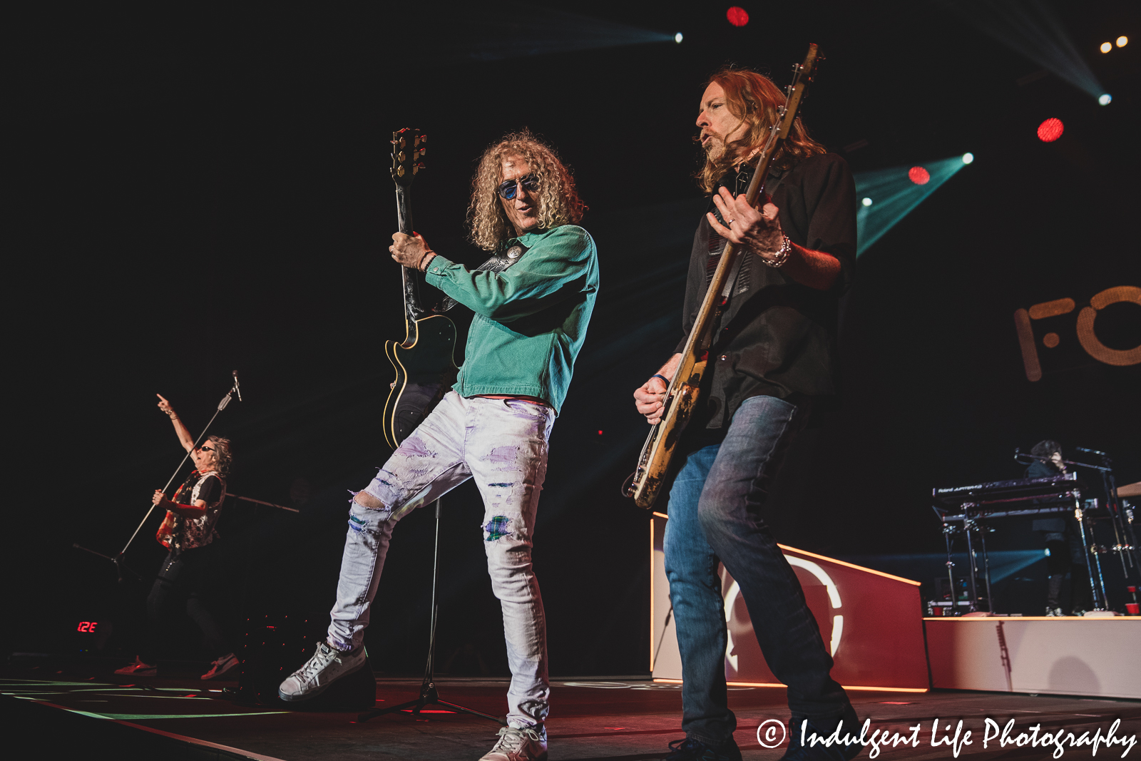 Foreigner guitarist Bruce Watson and bass player Jeff Pilson dazzling fans as they took to the stage at Hartman Arena in Park City, KS on April 30, 2023.