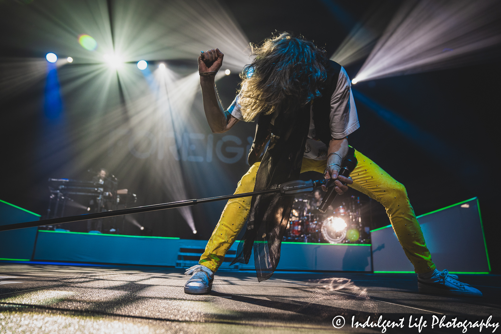 Lead vocalist Kelly Hansen of Foreigner performing "Cold as Ice" live at Landon Arena inside of Stormont Vail Events Center in Topeka, KS on May 2, 2023.