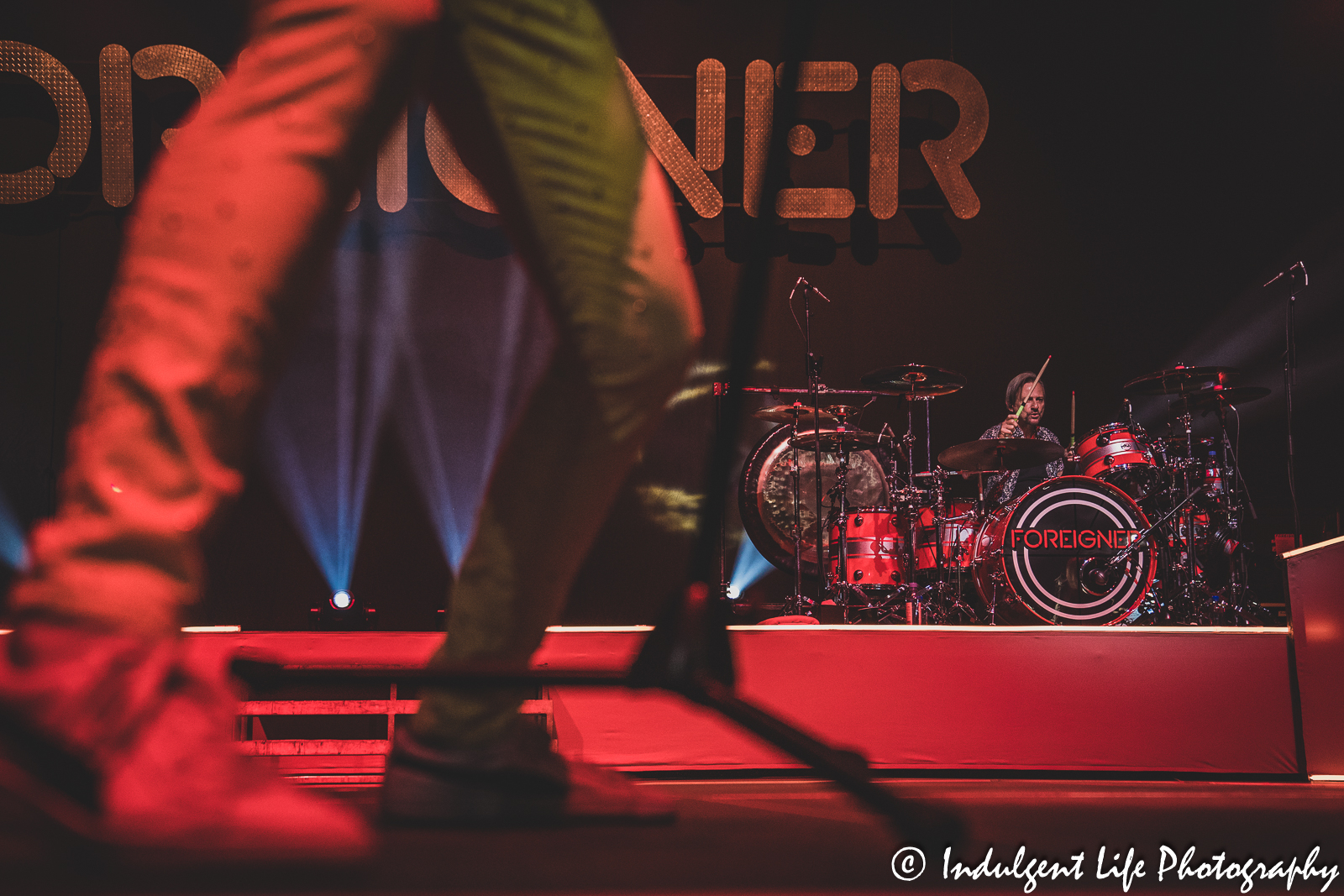 Foreigner drummer Chris Frazier performing live in concert at Landon Arena inside of Stormont Vail Events Center in Topeka, KS on May 2, 2023.