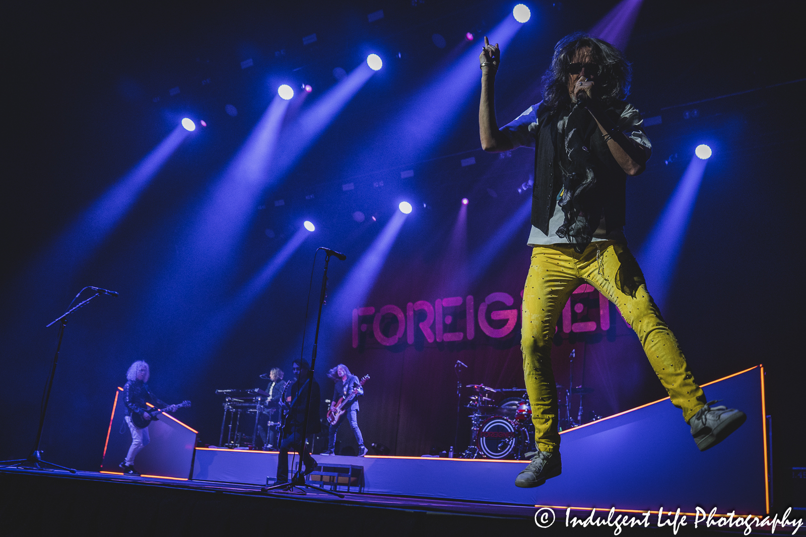 Frontman Kelly Hansen and his band Foreigner performing "Head Games" at Landon Arena inside of Stormont Vail Events Center in Topeka, KS on May 2, 2023.