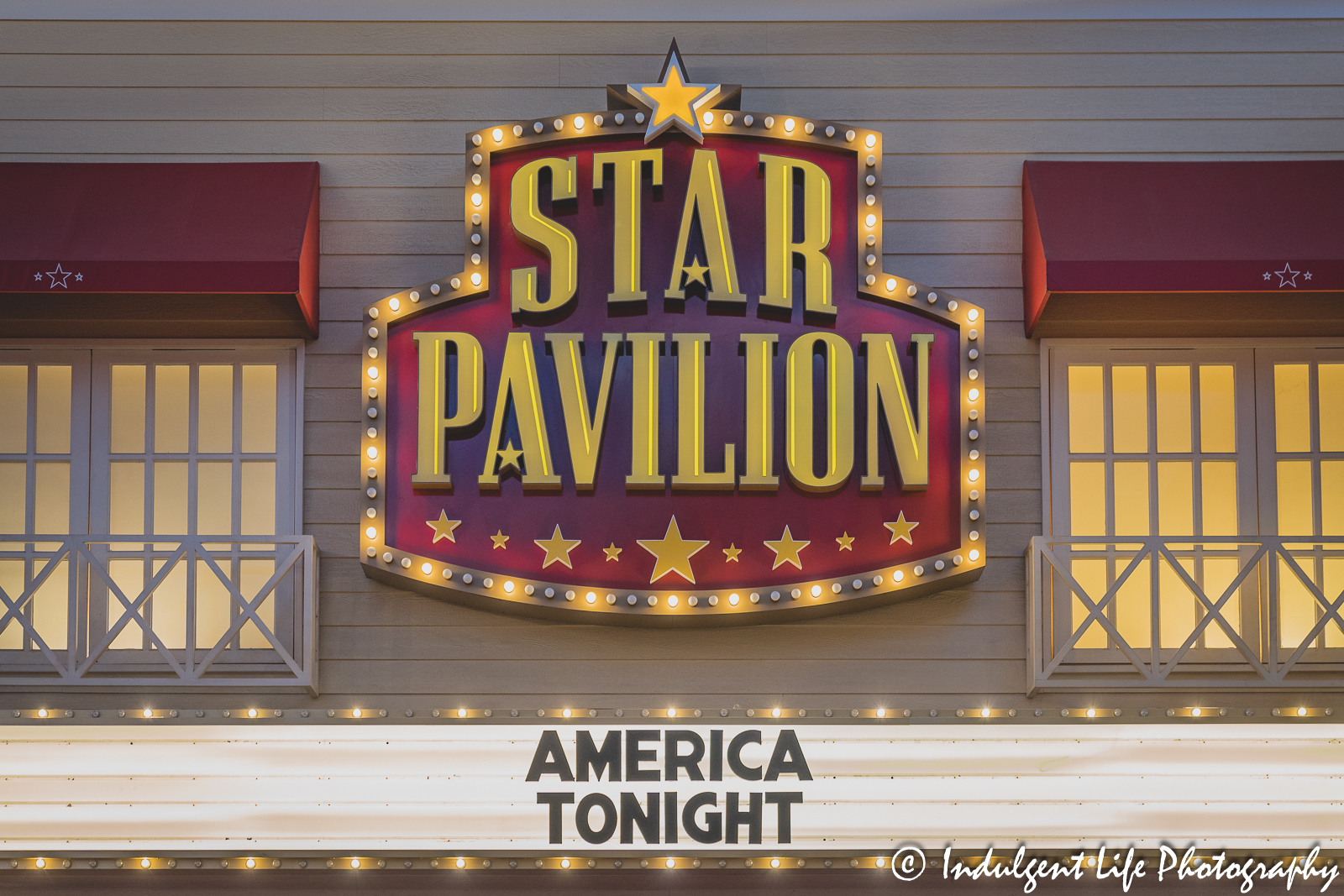 Star Pavilion marquee at Ameristar Casino in Kansas City, MO featuring folk rock band America on June 2, 2023.