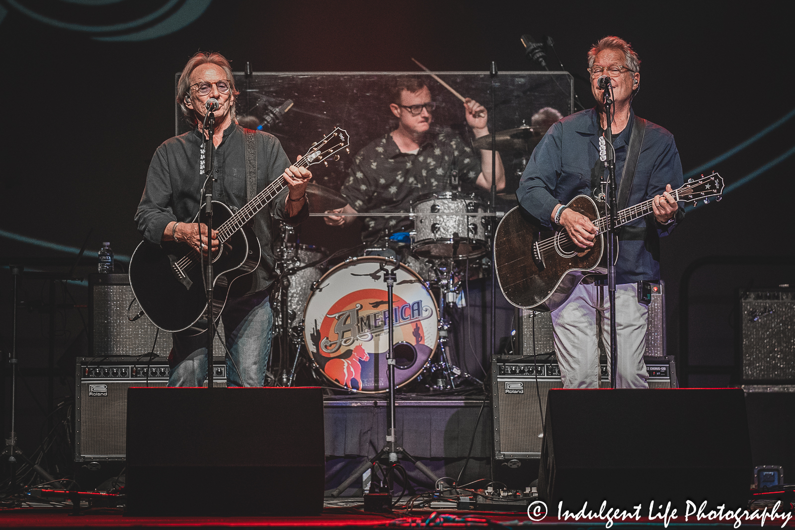 Dewey Bunnell and Gerry Beckley of folk rock band America performing live together at Star Pavilion inside of Ameristar Casino in Kansas City, MO on June 2, 2023.