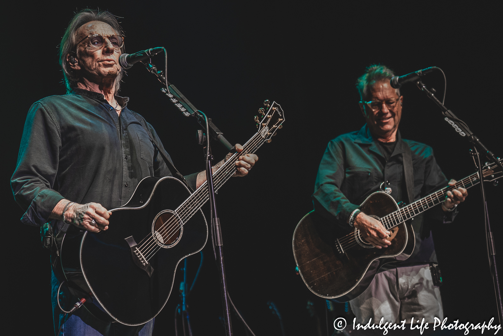 Dewey Bunnell and Gerry Beckley of folk rock band America performing live together at Ameristar Casino in Kansas City, MO on June 2, 2023.