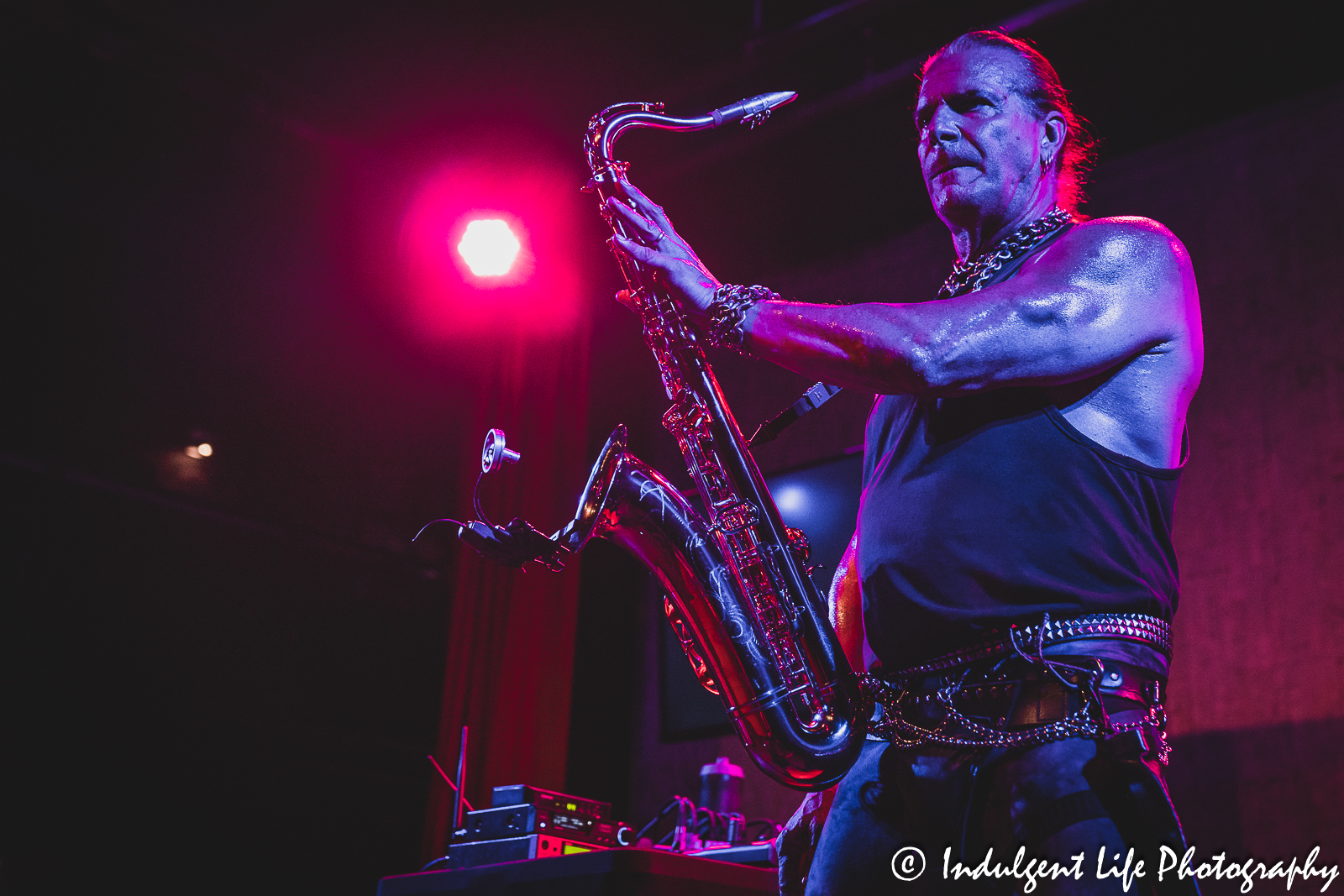 Saxophone player Tim Cappello opening his show at the recordBar in downtown Kansas City, MO on June 15, 2023.