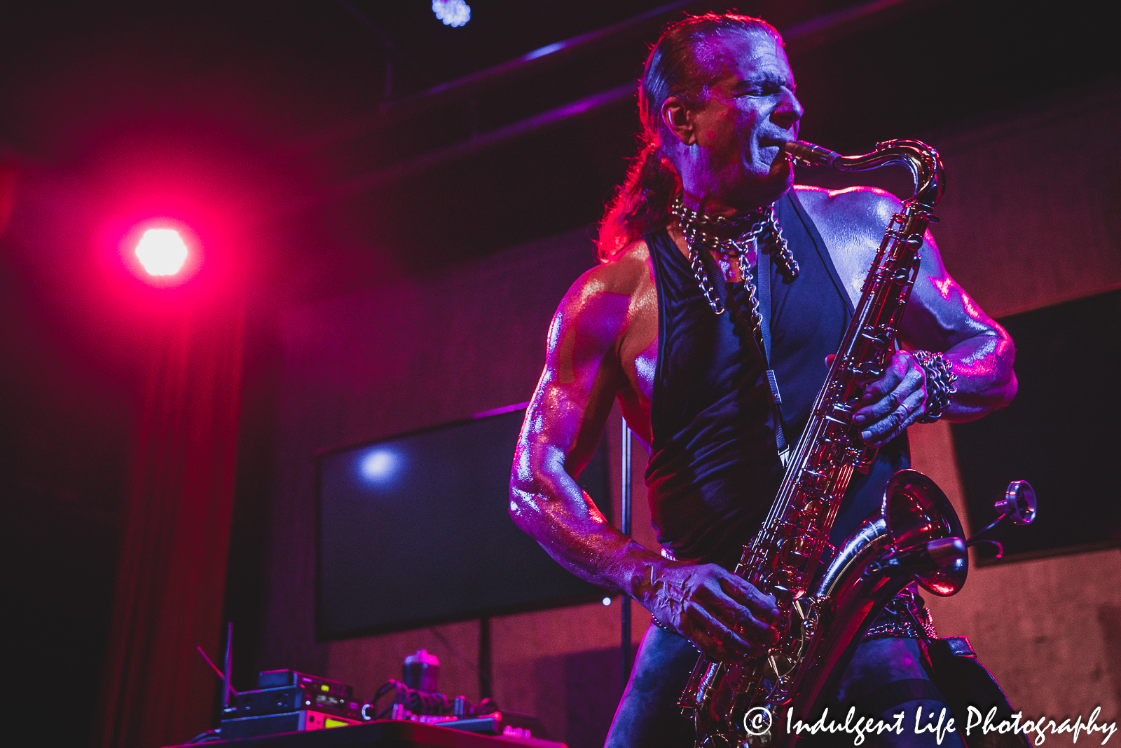 Sax player Tim Cappello performing live at the recordBar in downtown Kansas City, MO on June 15, 2023.