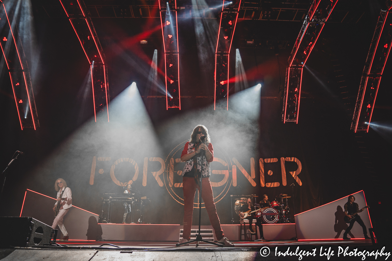 Foreigner performing live on "The Historic Farewell Tour" at Starlight Theatre in Kansas City, MO on July 18, 2023.