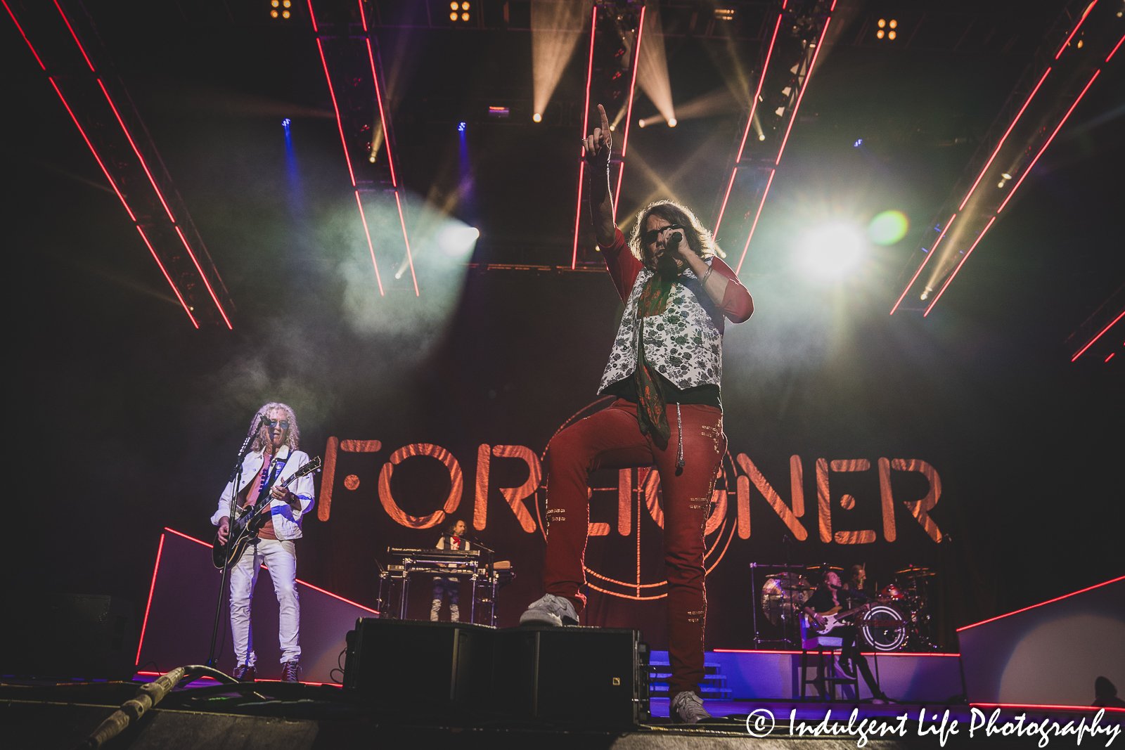 Foreigner performing "Head Games" live on "The Historic Farewell Tour" at Starlight Theatre in Kansas City, MO on July 18, 2023.